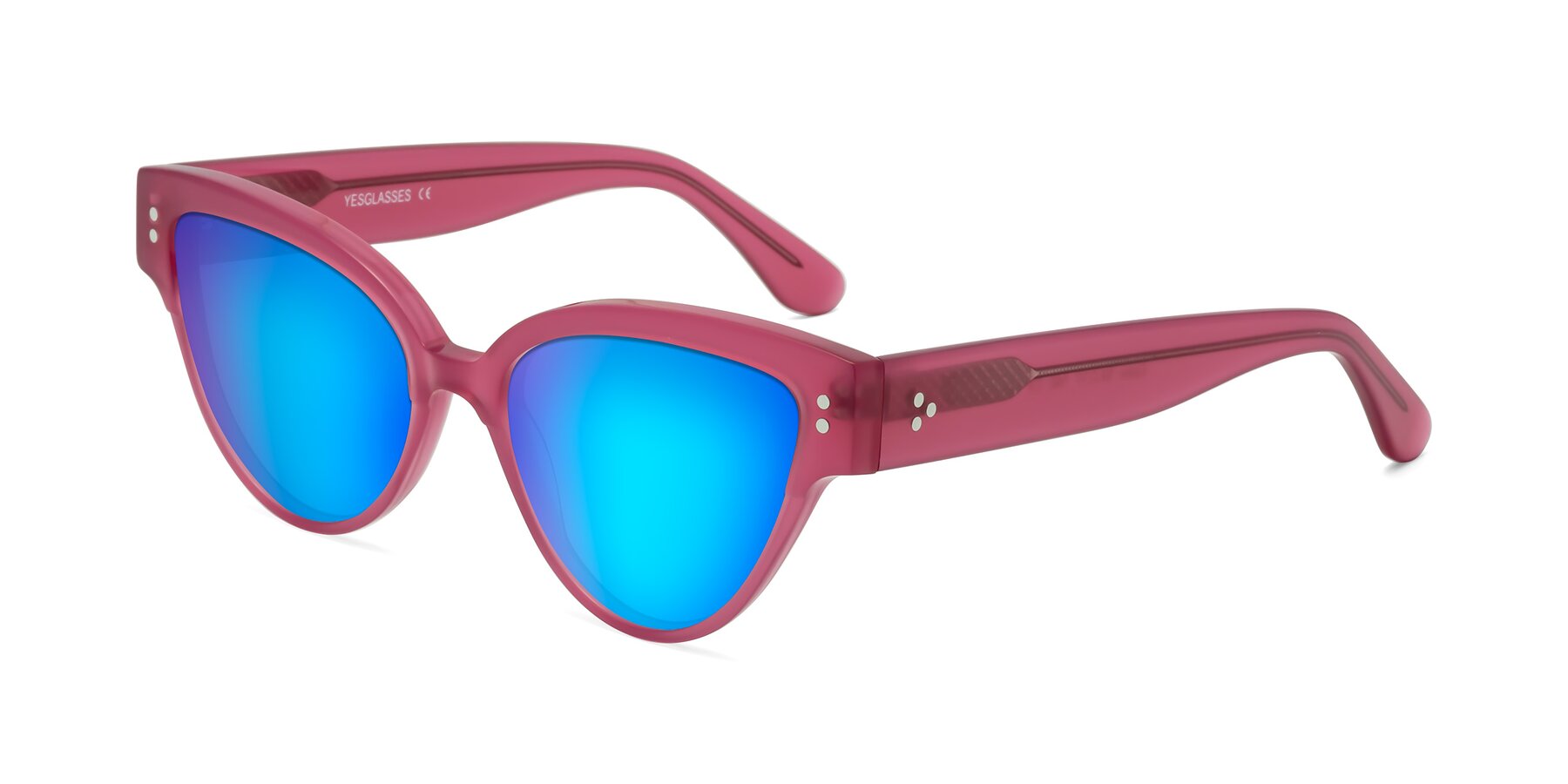 Angle of Coho in Pink with Blue Mirrored Lenses