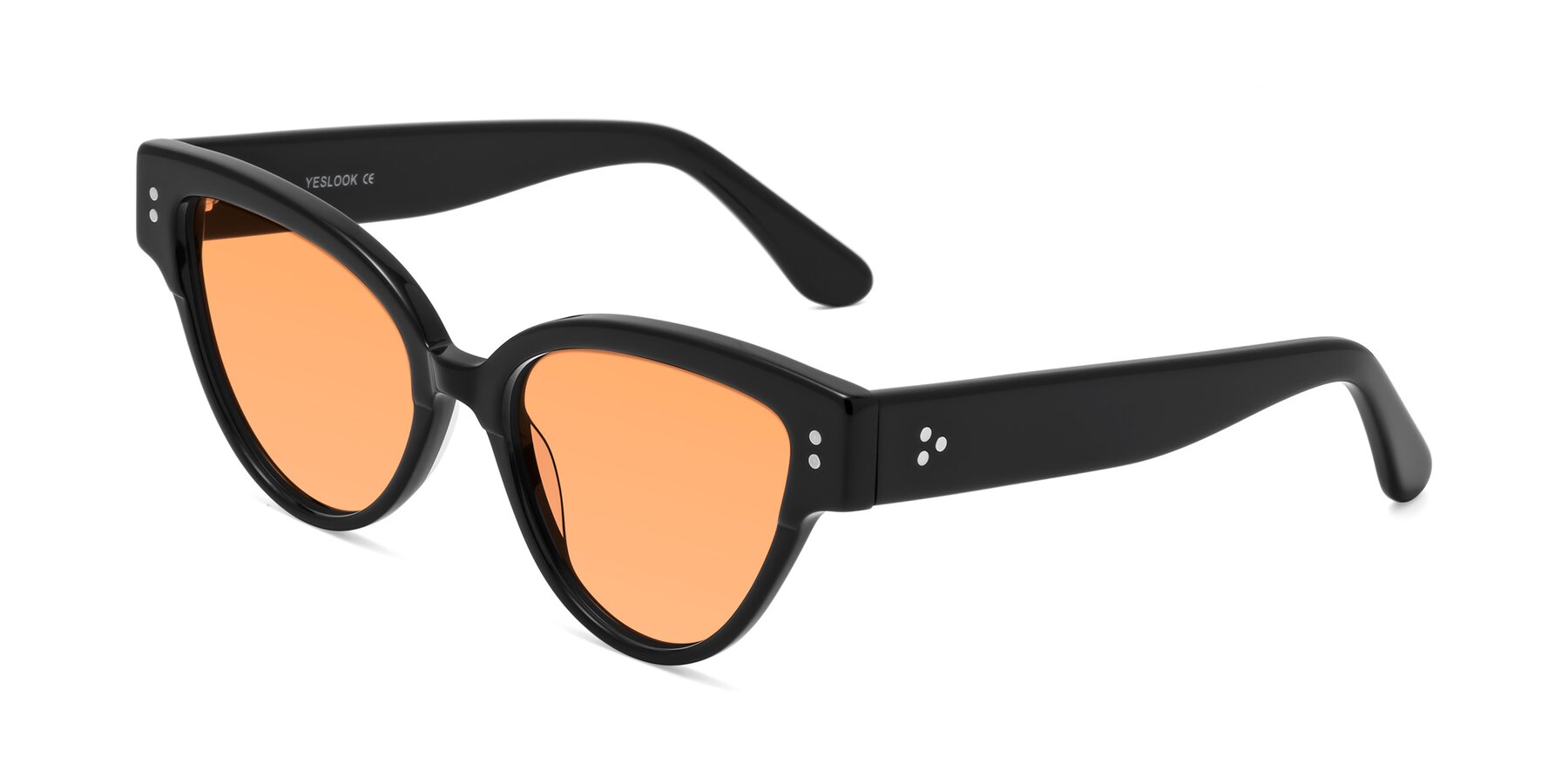 Angle of Coho in Black with Medium Orange Tinted Lenses