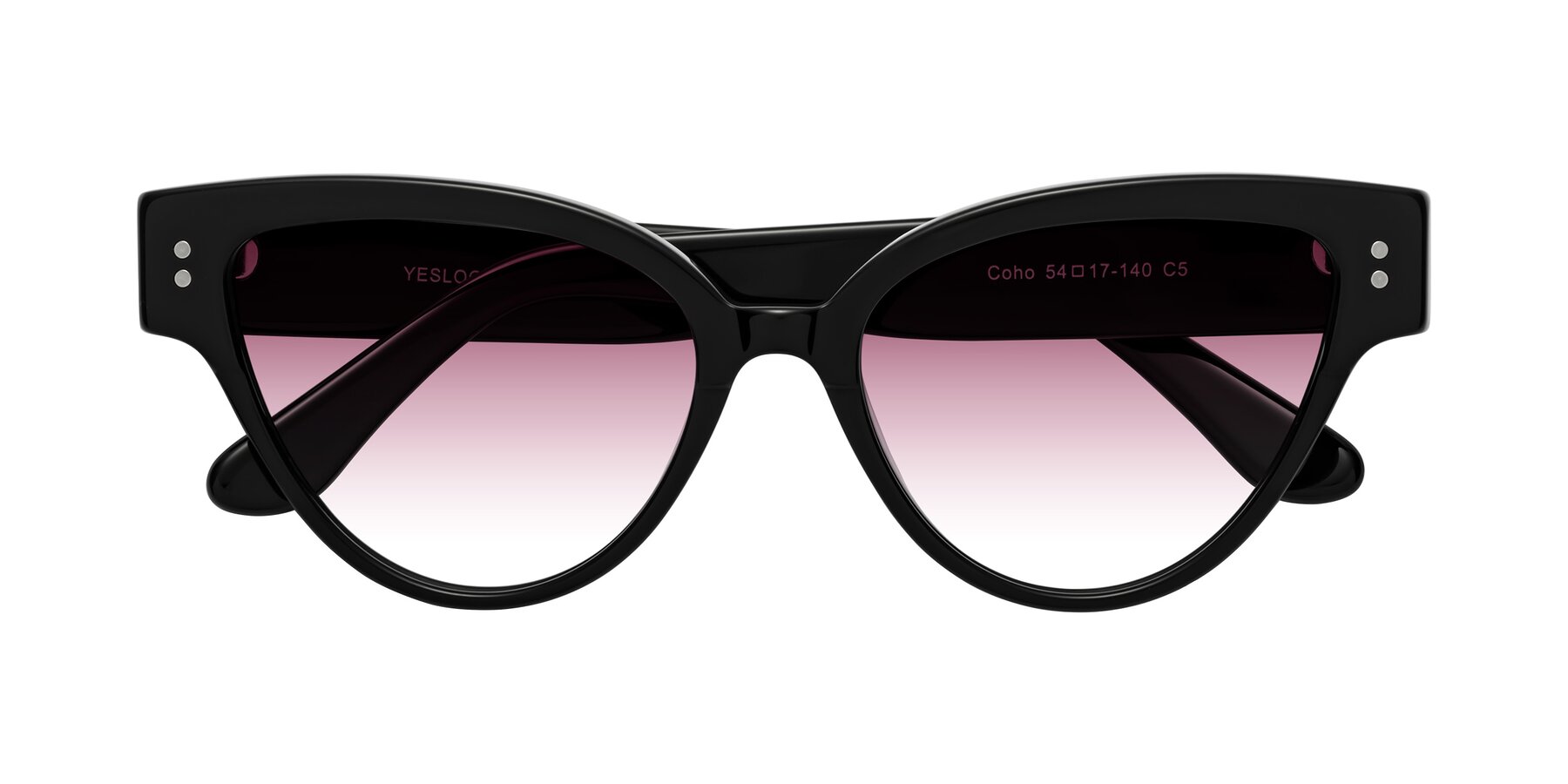 Folded Front of Coho in Black with Wine Gradient Lenses