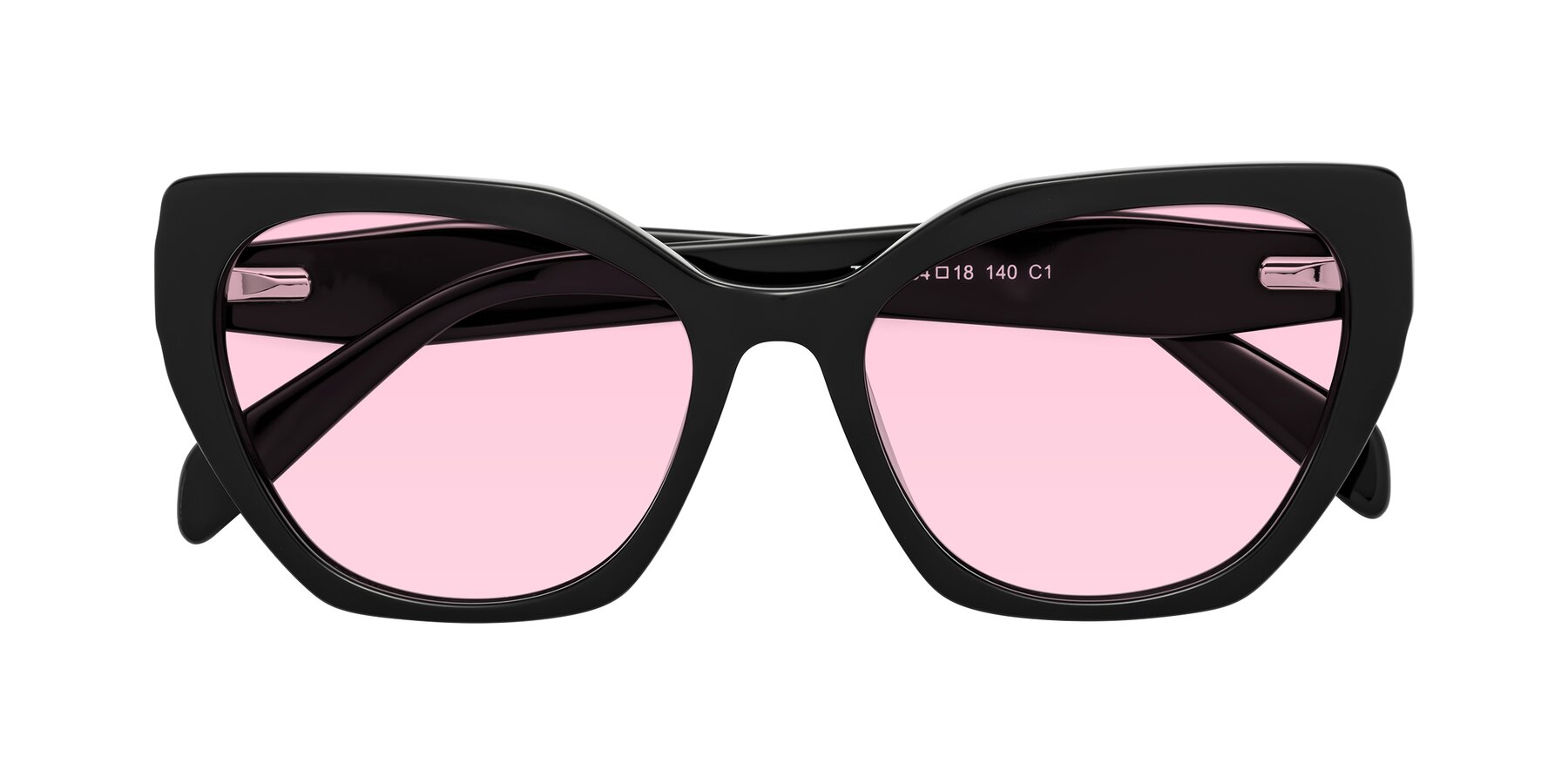 Folded Front of Tilton in Black with Light Pink Tinted Lenses