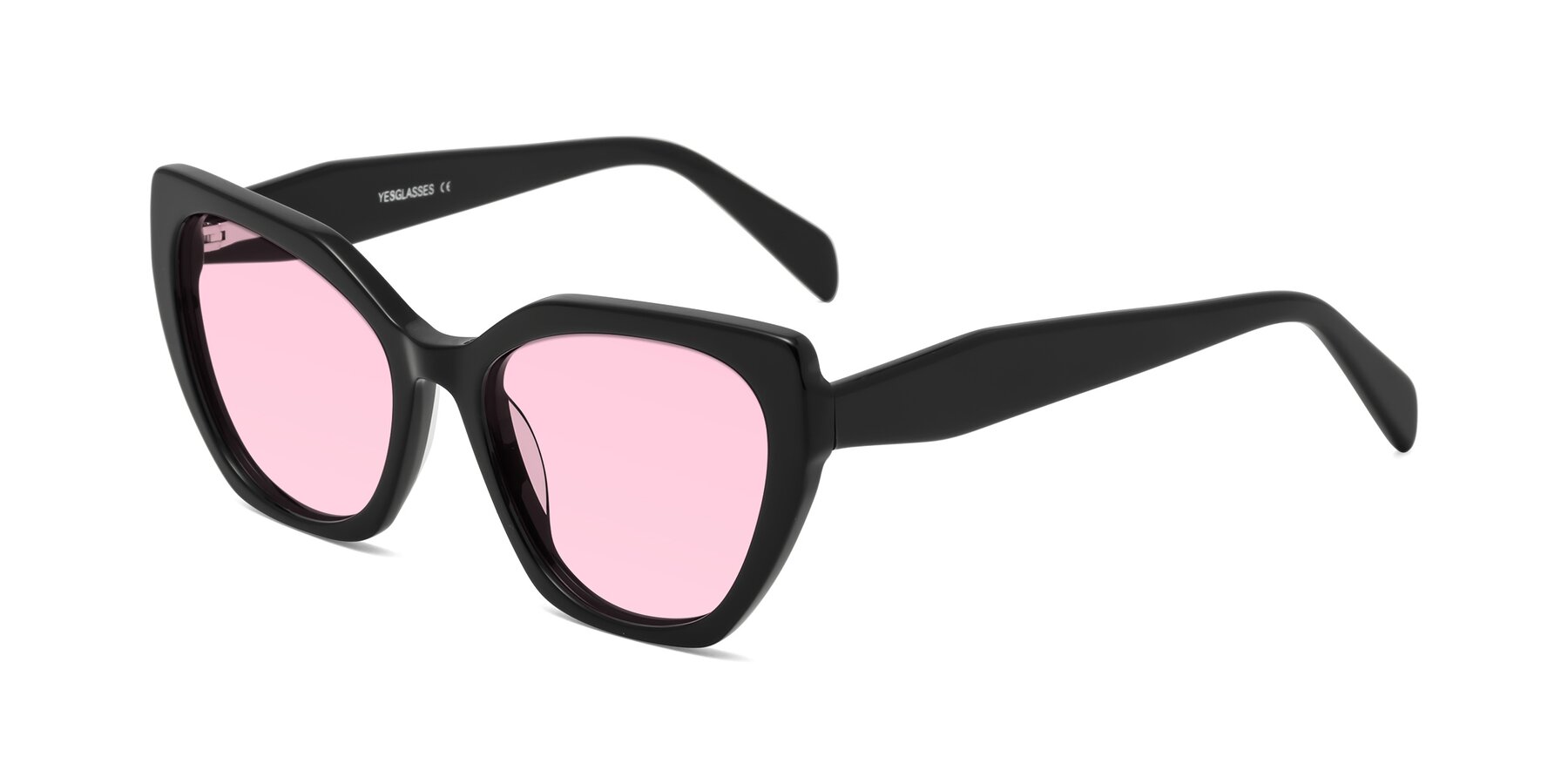 Angle of Tilton in Black with Light Pink Tinted Lenses