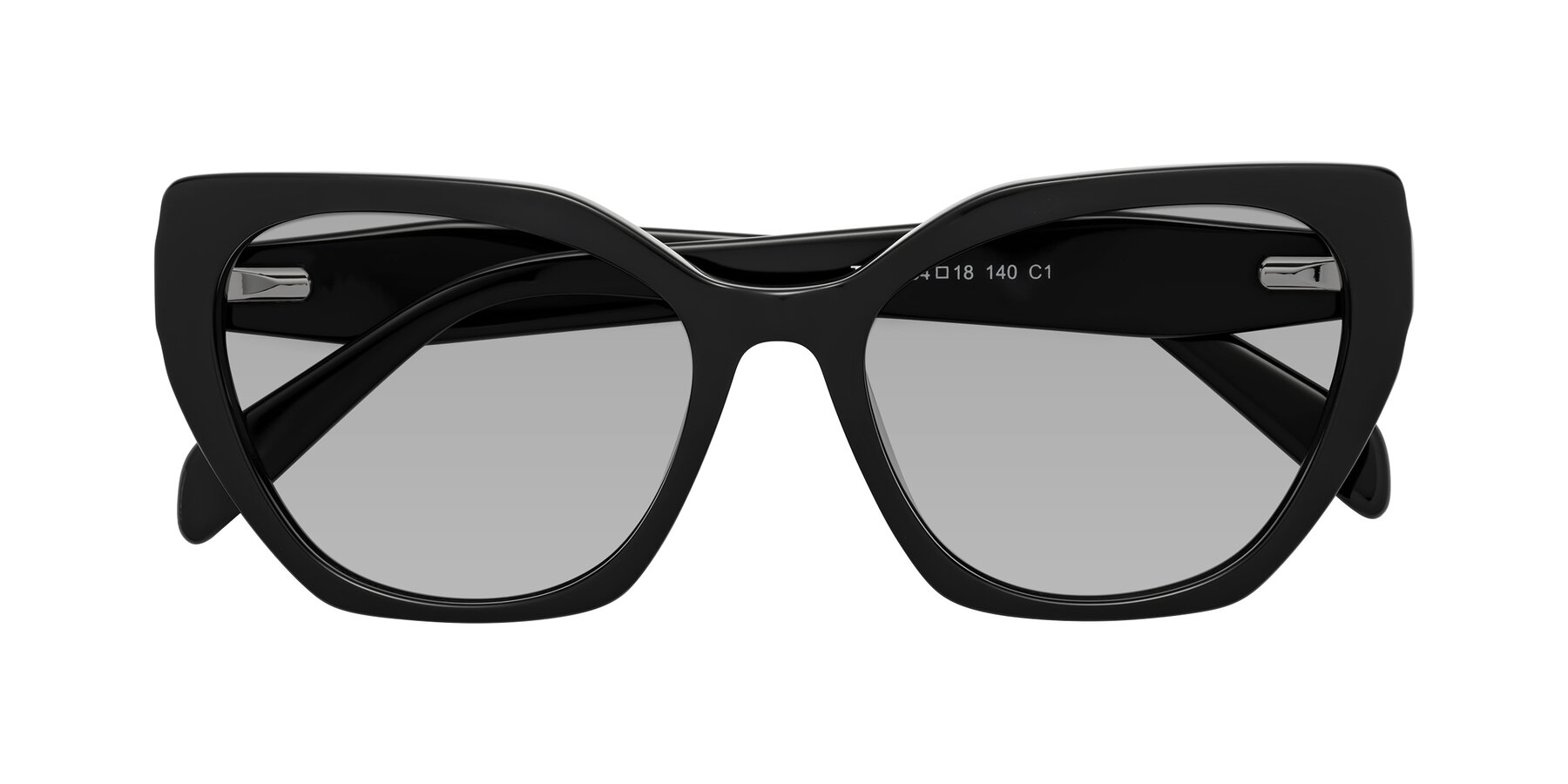 Folded Front of Tilton in Black with Light Gray Tinted Lenses