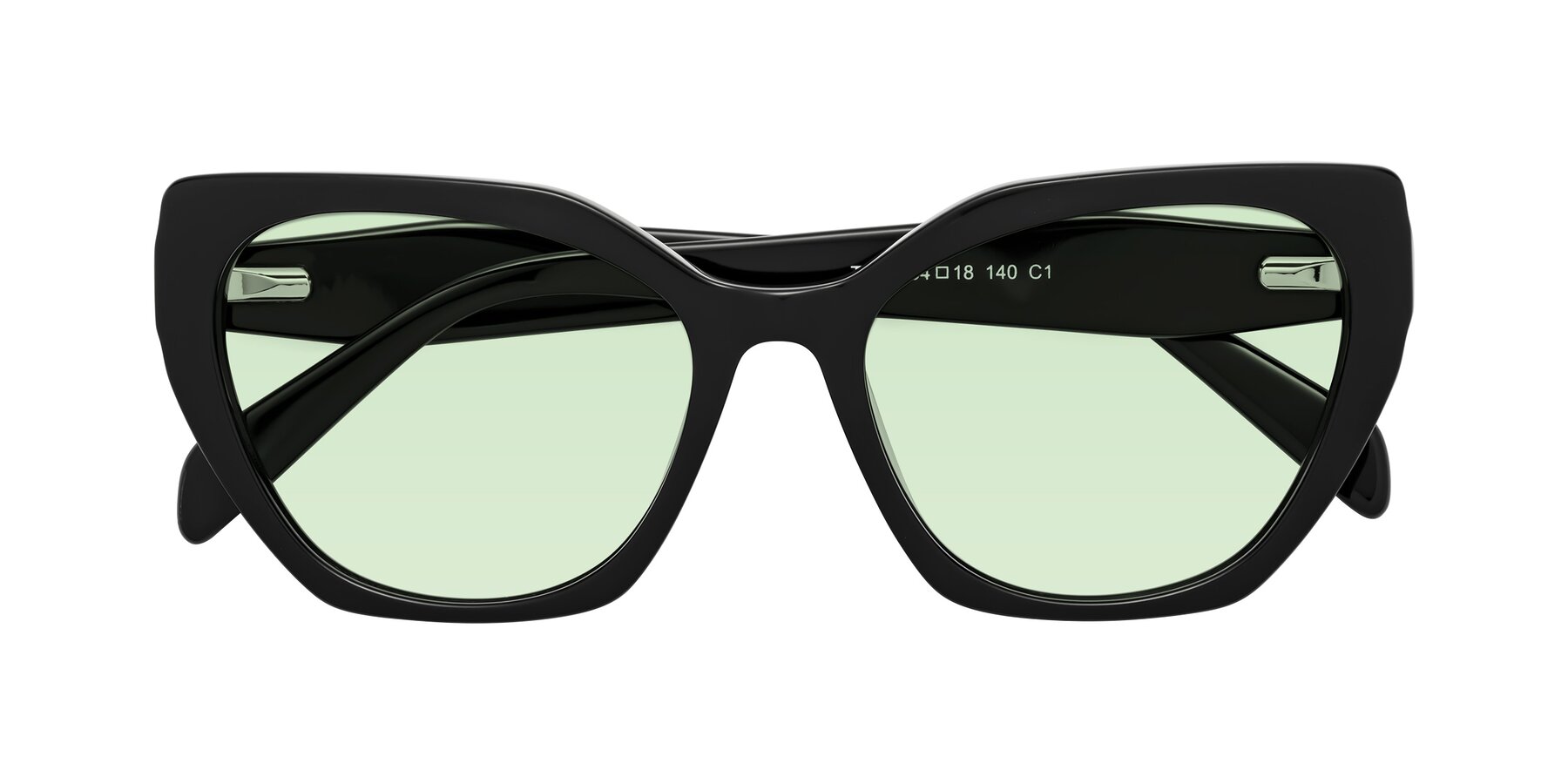 Folded Front of Tilton in Black with Light Green Tinted Lenses