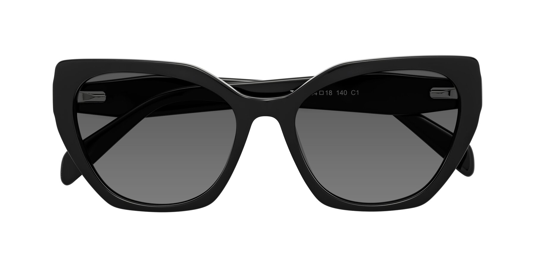 Folded Front of Tilton in Black with Medium Gray Tinted Lenses