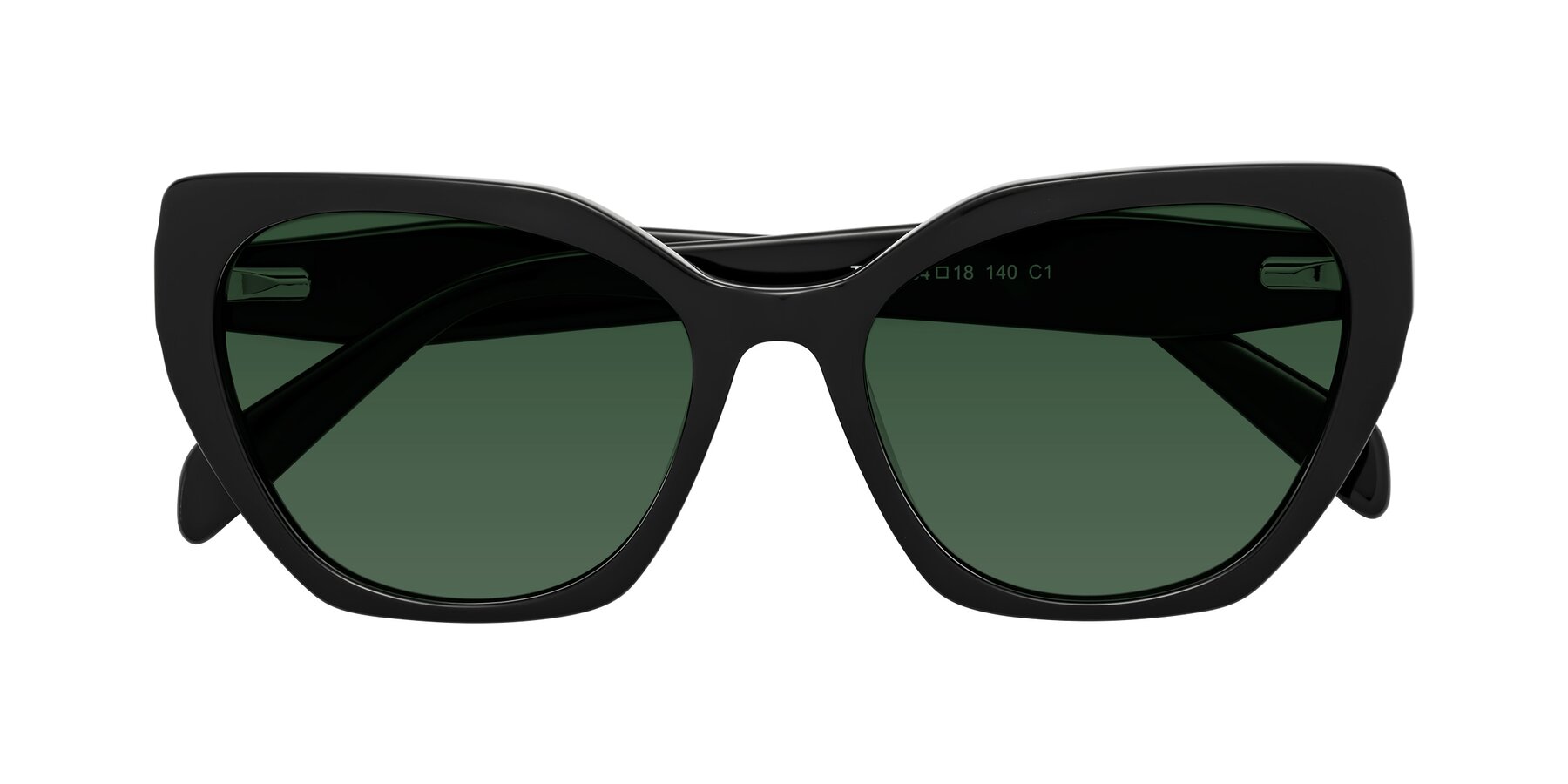 Folded Front of Tilton in Black with Green Tinted Lenses