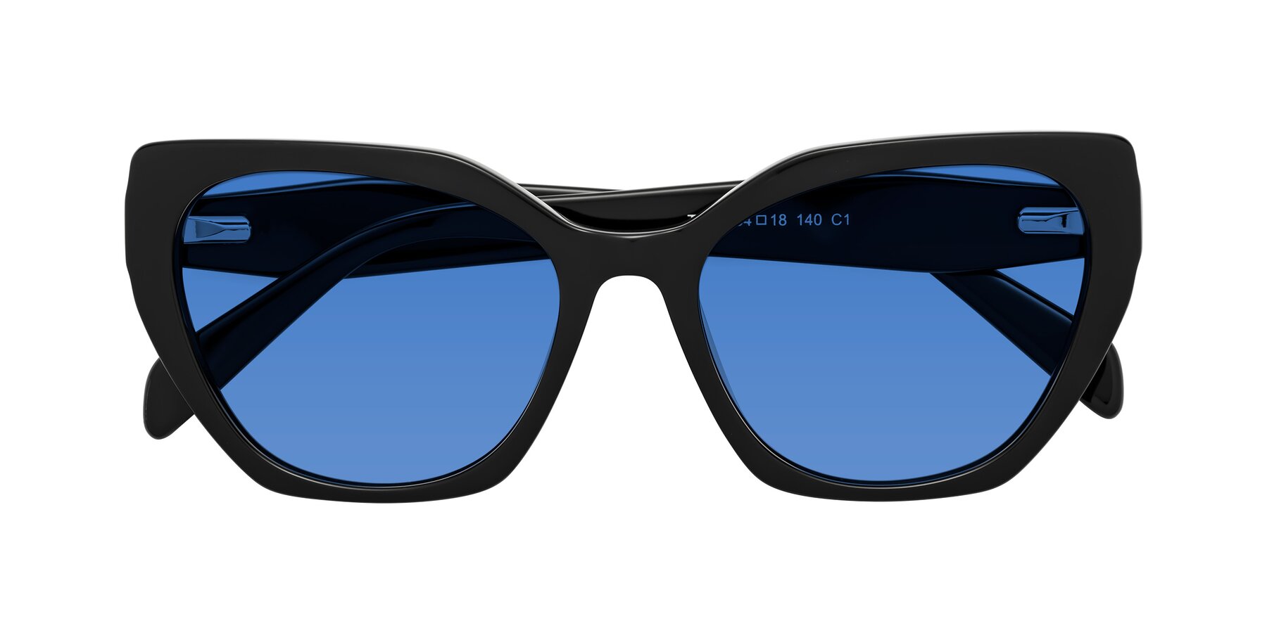 Folded Front of Tilton in Black with Blue Tinted Lenses