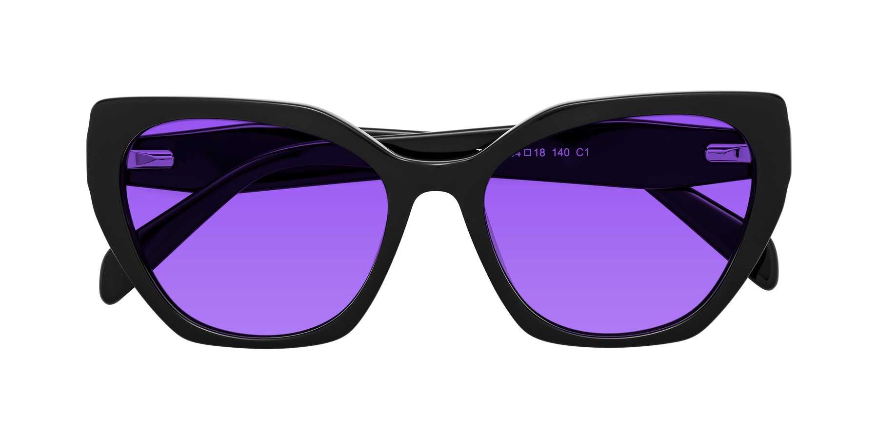Folded Front of Tilton in Black with Purple Tinted Lenses