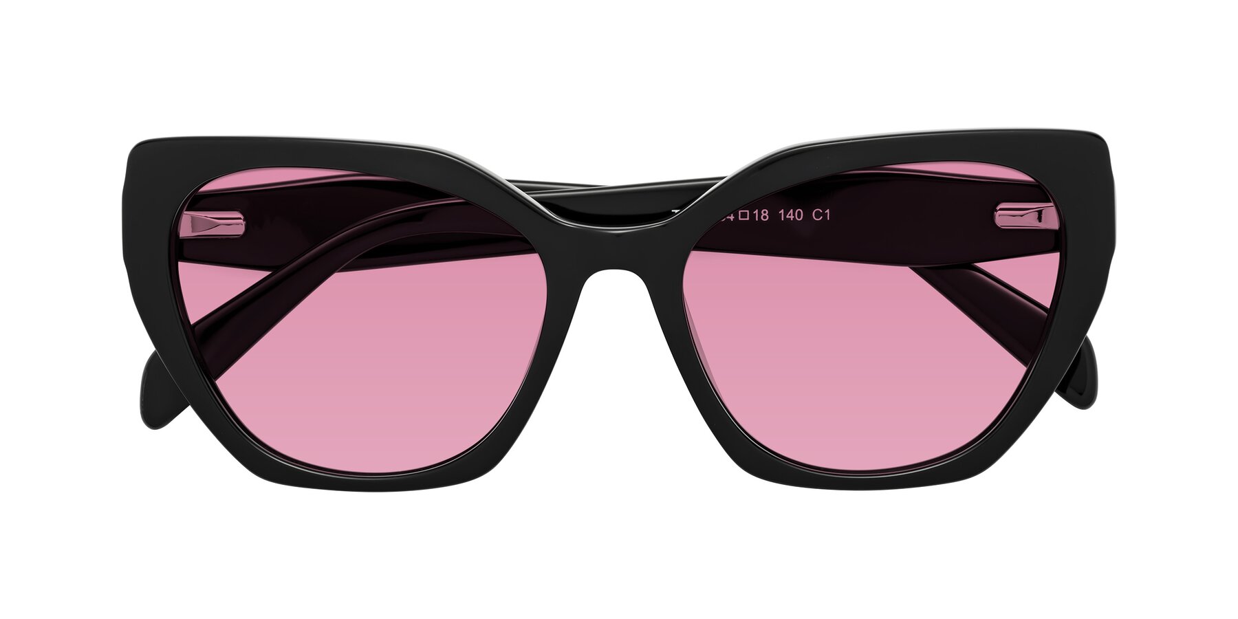 Folded Front of Tilton in Black with Medium Wine Tinted Lenses