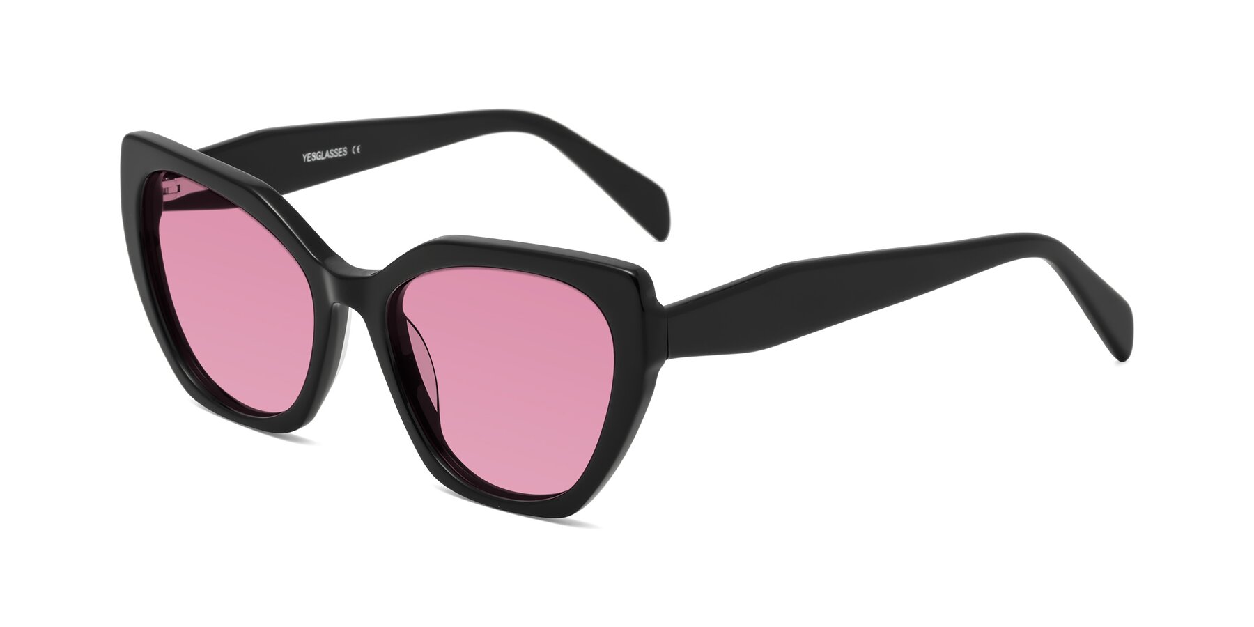 Angle of Tilton in Black with Medium Wine Tinted Lenses