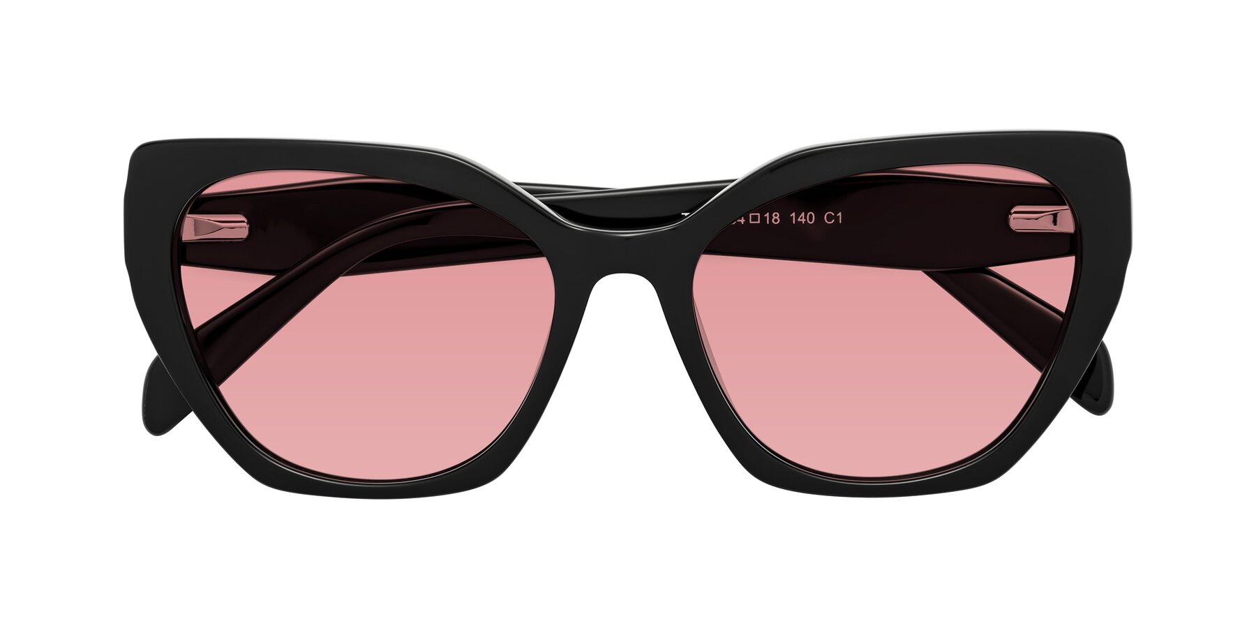 Folded Front of Tilton in Black with Medium Garnet Tinted Lenses