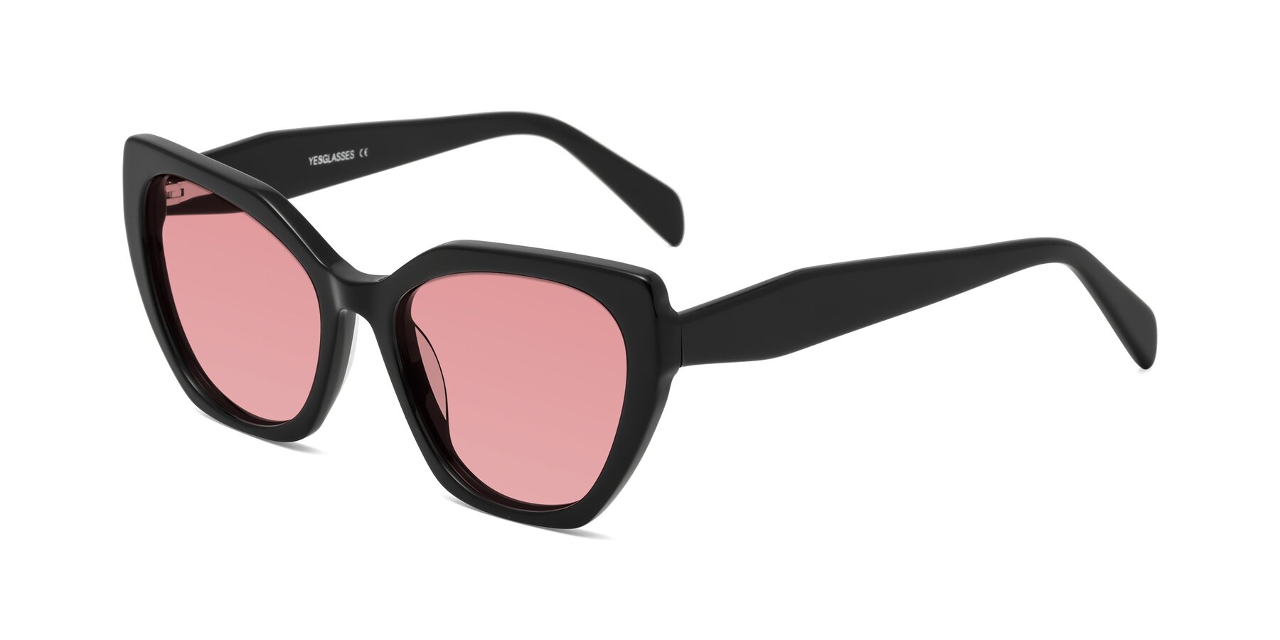 Angle of Tilton in Black with Medium Garnet Tinted Lenses