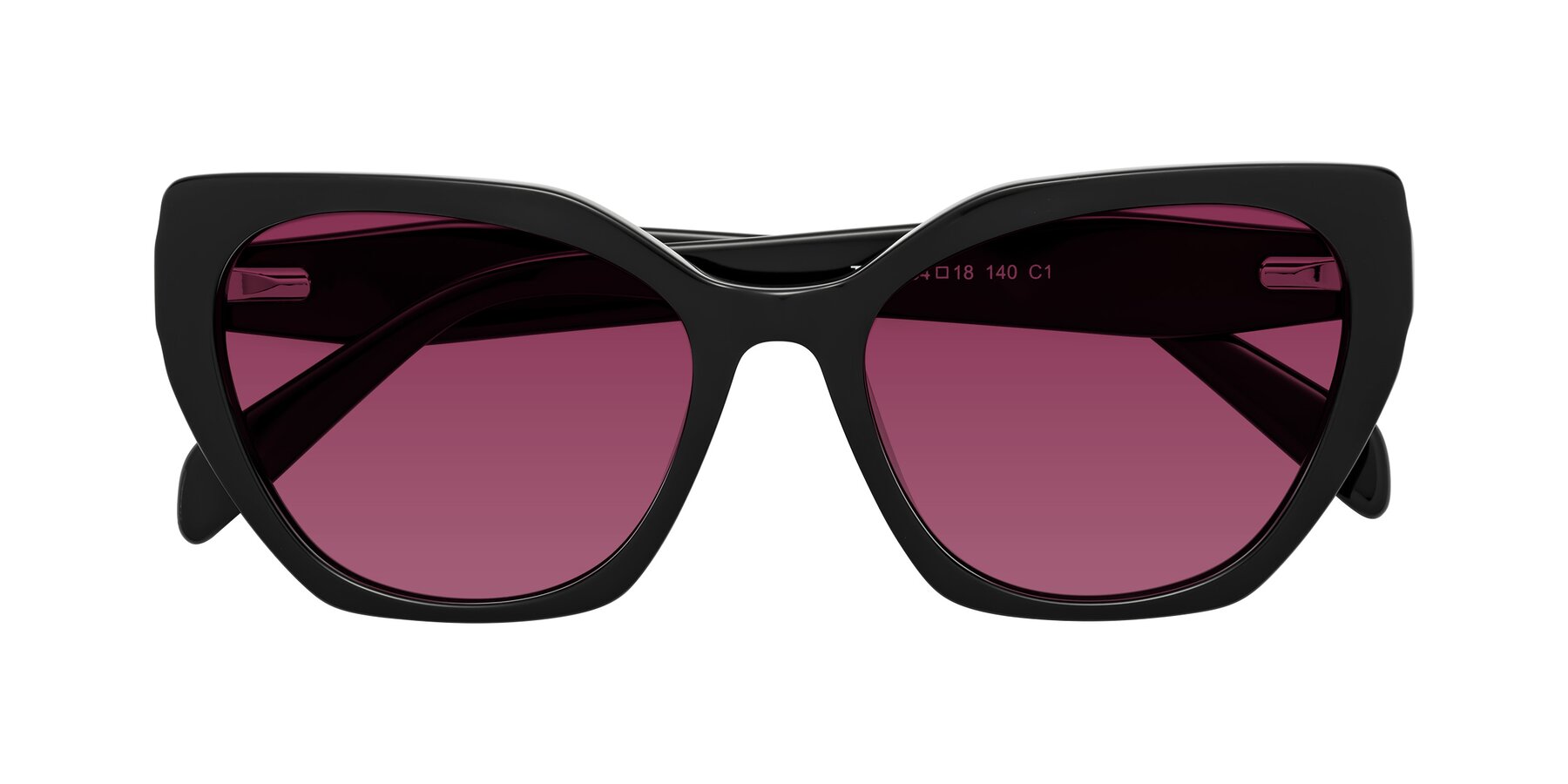 Folded Front of Tilton in Black with Wine Tinted Lenses