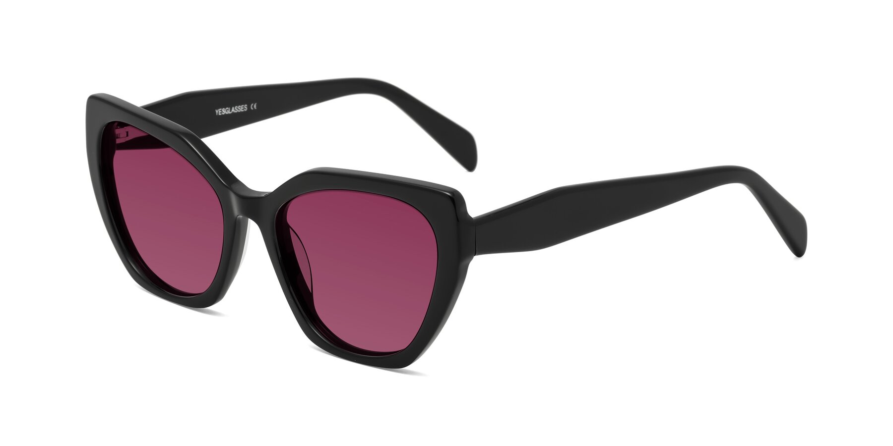 Angle of Tilton in Black with Wine Tinted Lenses