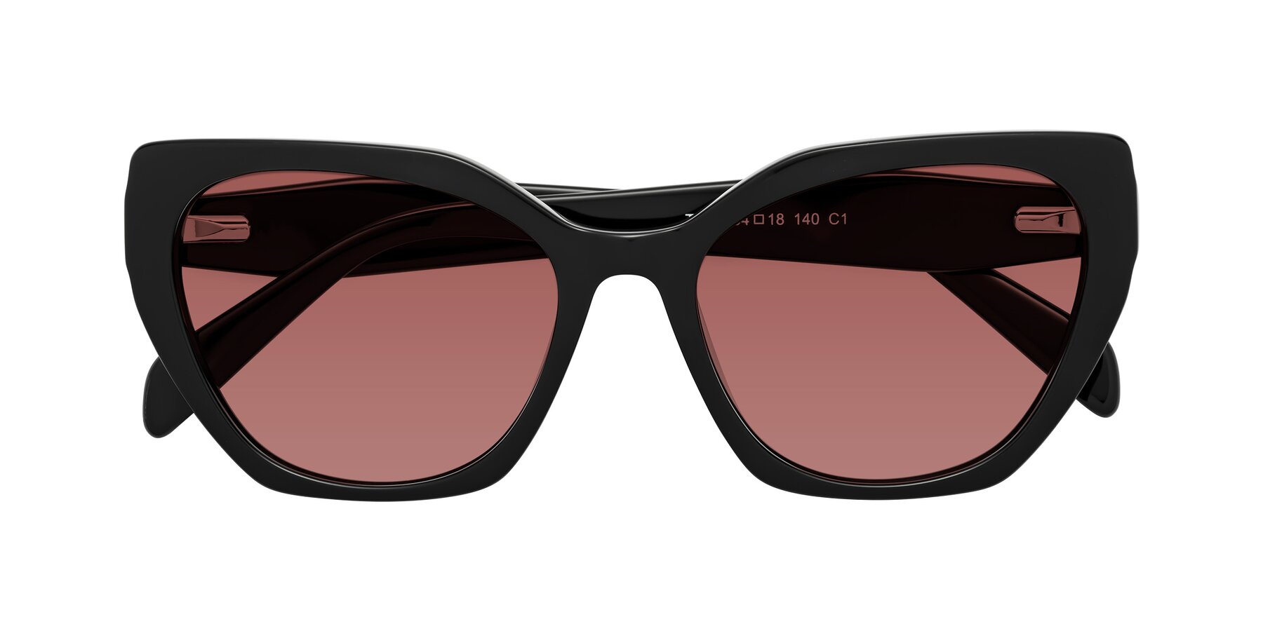 Folded Front of Tilton in Black with Garnet Tinted Lenses