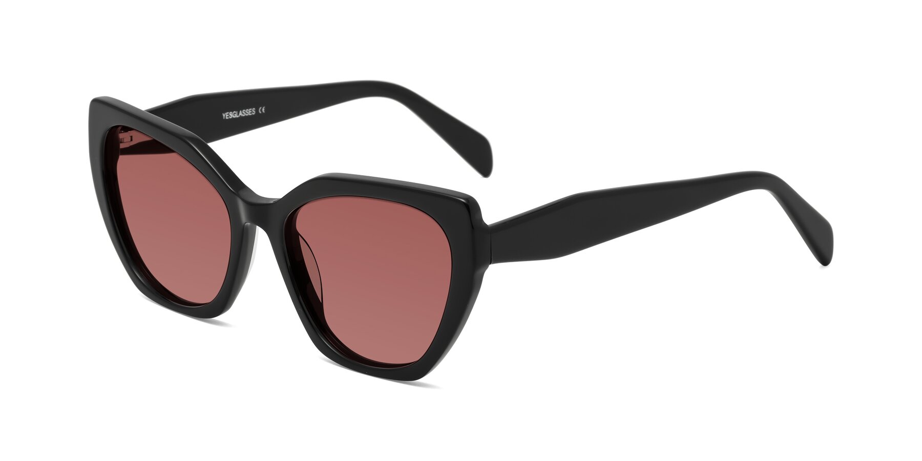 Angle of Tilton in Black with Garnet Tinted Lenses