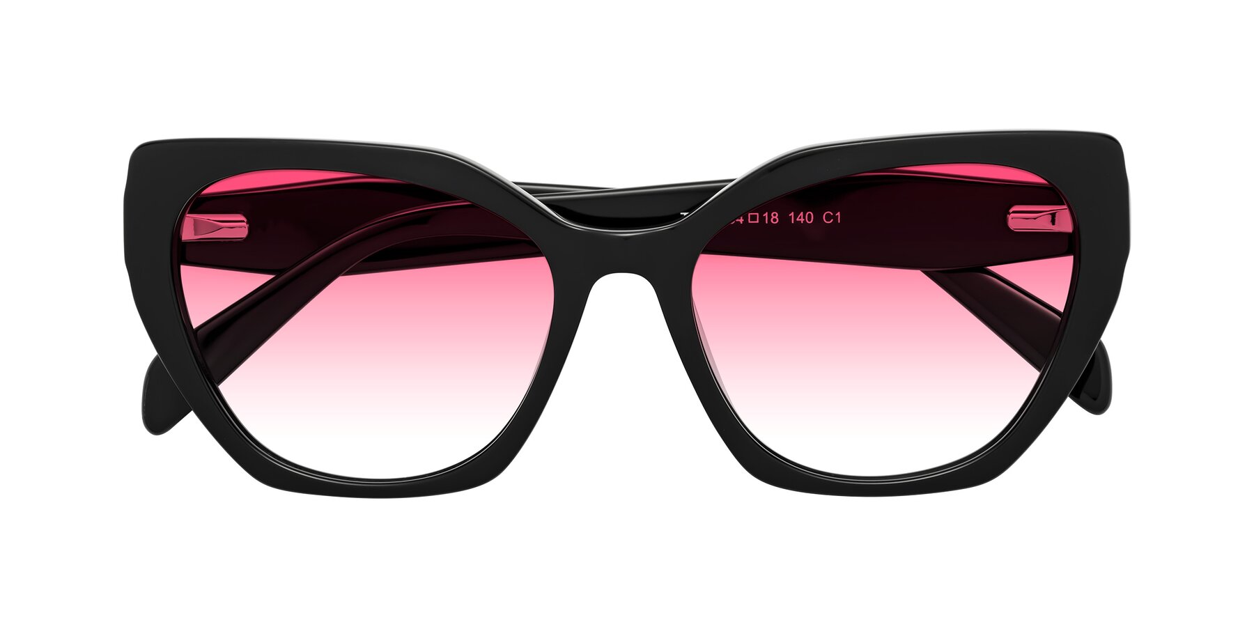 Folded Front of Tilton in Black with Pink Gradient Lenses