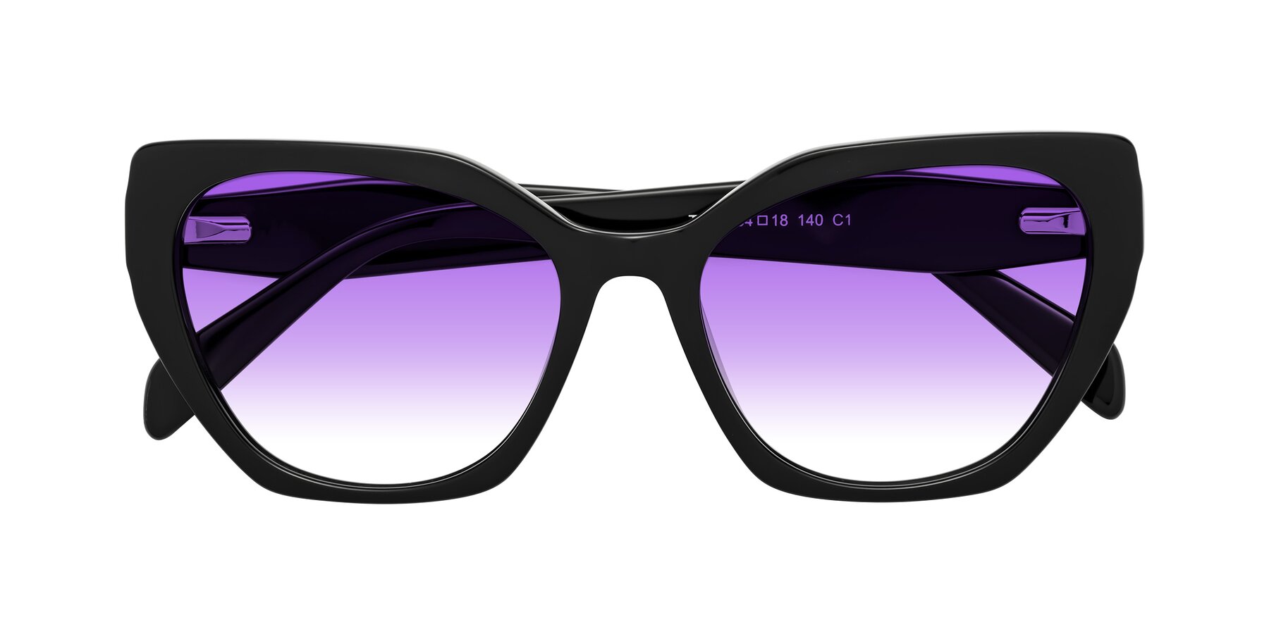Folded Front of Tilton in Black with Purple Gradient Lenses