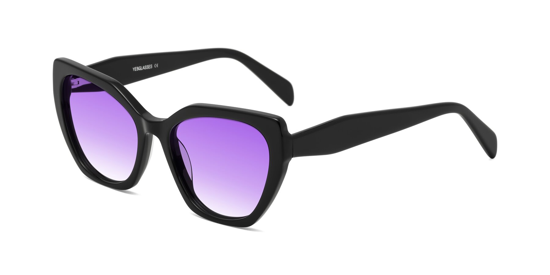 Angle of Tilton in Black with Purple Gradient Lenses