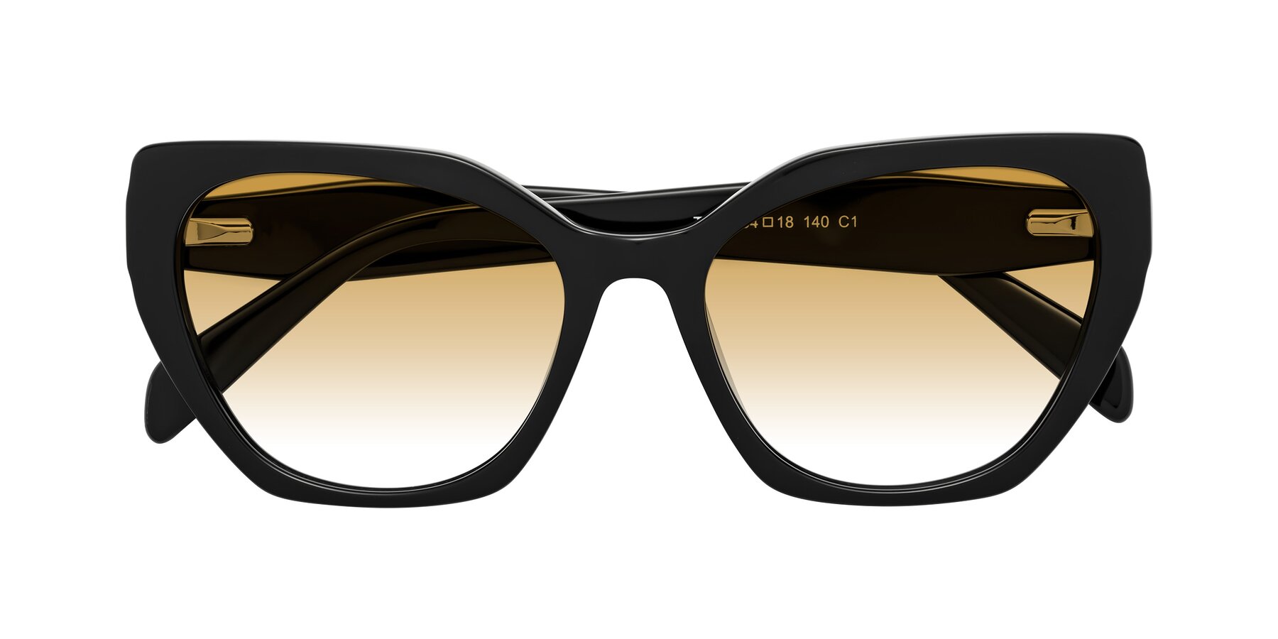 Folded Front of Tilton in Black with Champagne Gradient Lenses