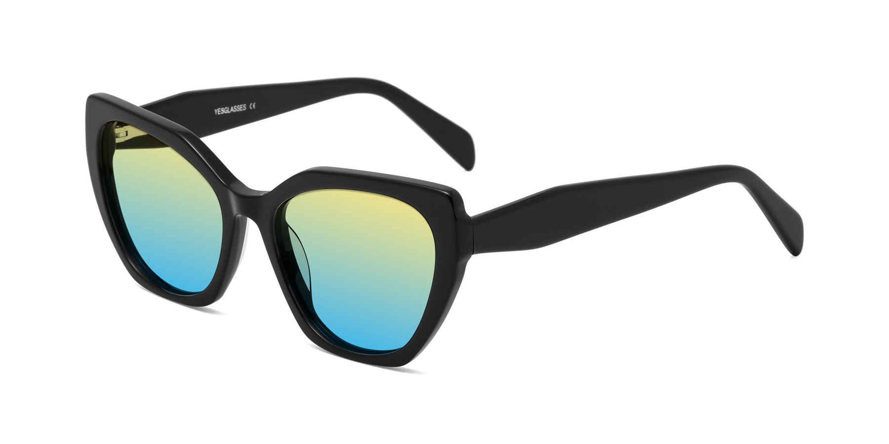 Angle of Tilton in Black with Yellow / Blue Gradient Lenses