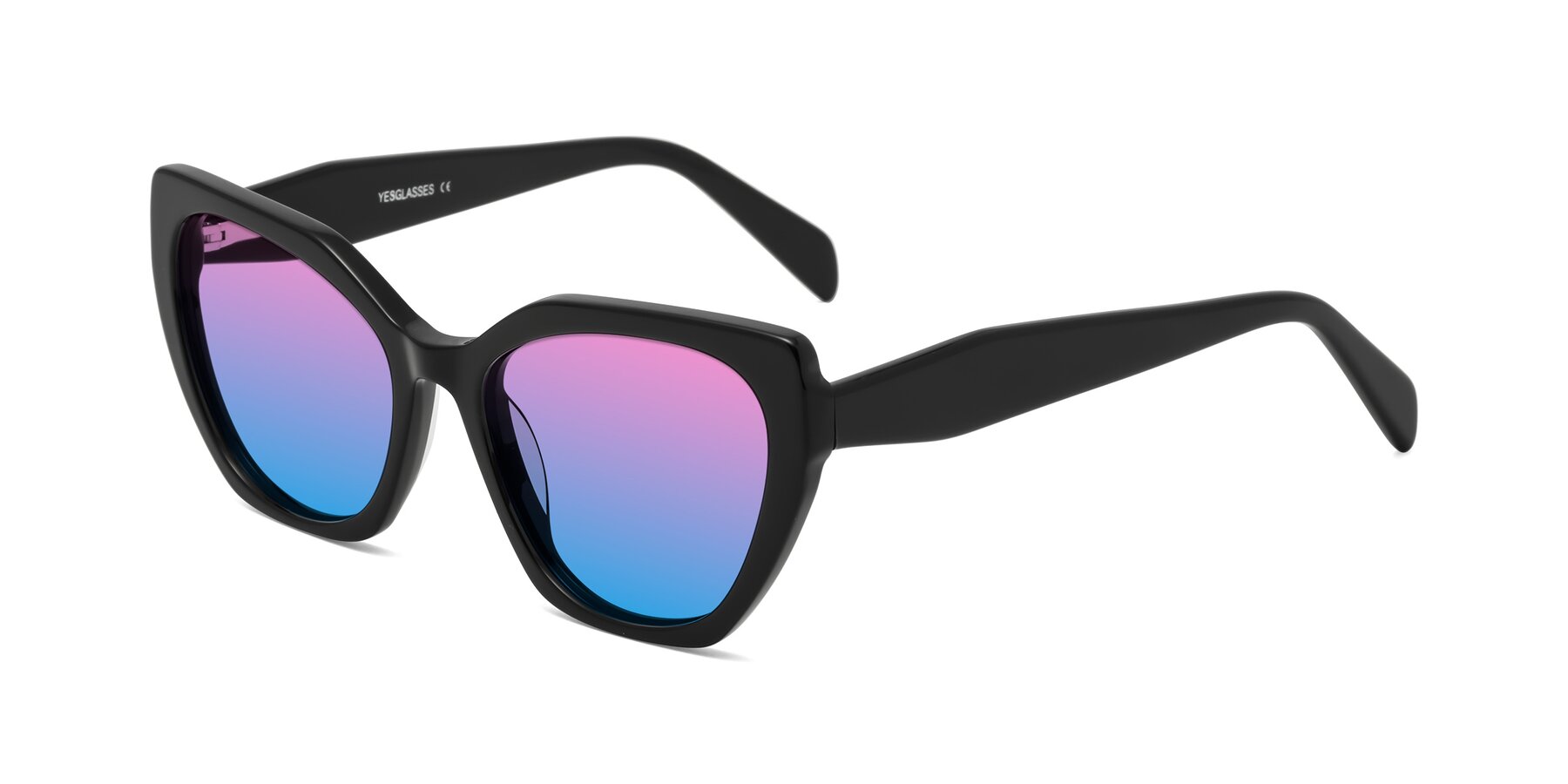 Angle of Tilton in Black with Pink / Blue Gradient Lenses