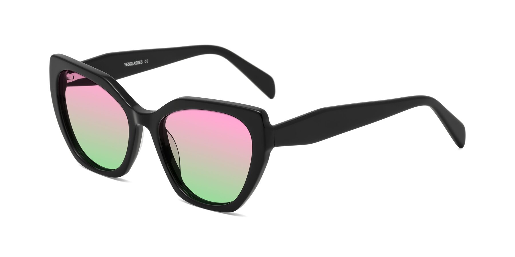 Angle of Tilton in Black with Pink / Green Gradient Lenses