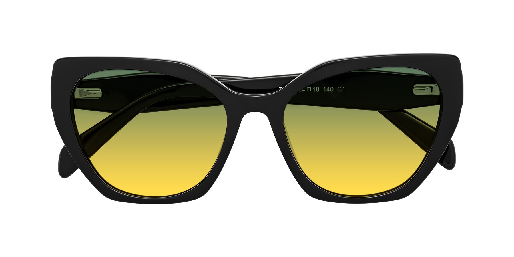 Folded Front of Tilton in Black with Green / Yellow Gradient Lenses
