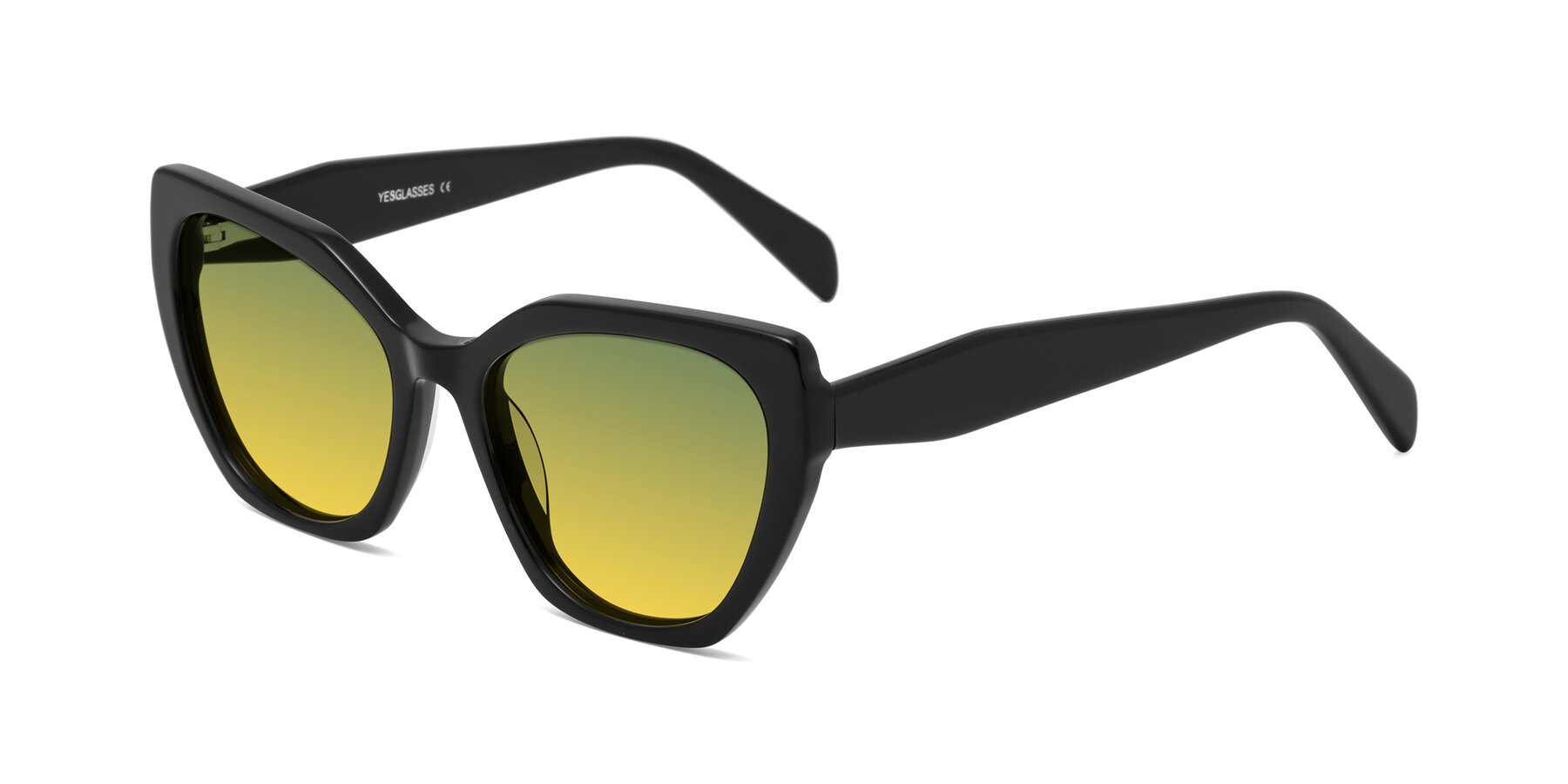 Angle of Tilton in Black with Green / Yellow Gradient Lenses
