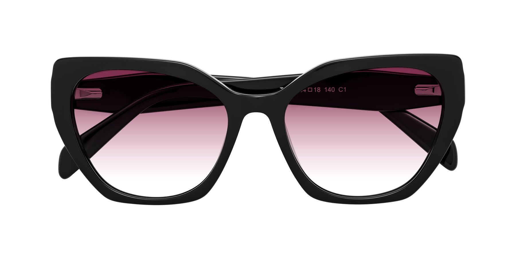 Folded Front of Tilton in Black with Wine Gradient Lenses