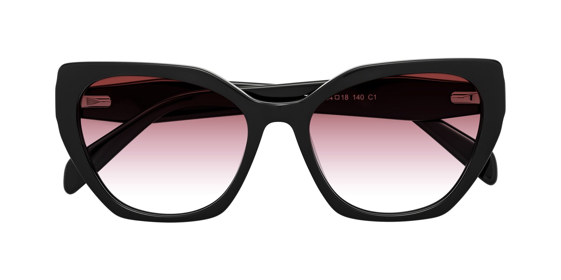 Folded Front of Tilton in Black with Garnet Gradient Lenses