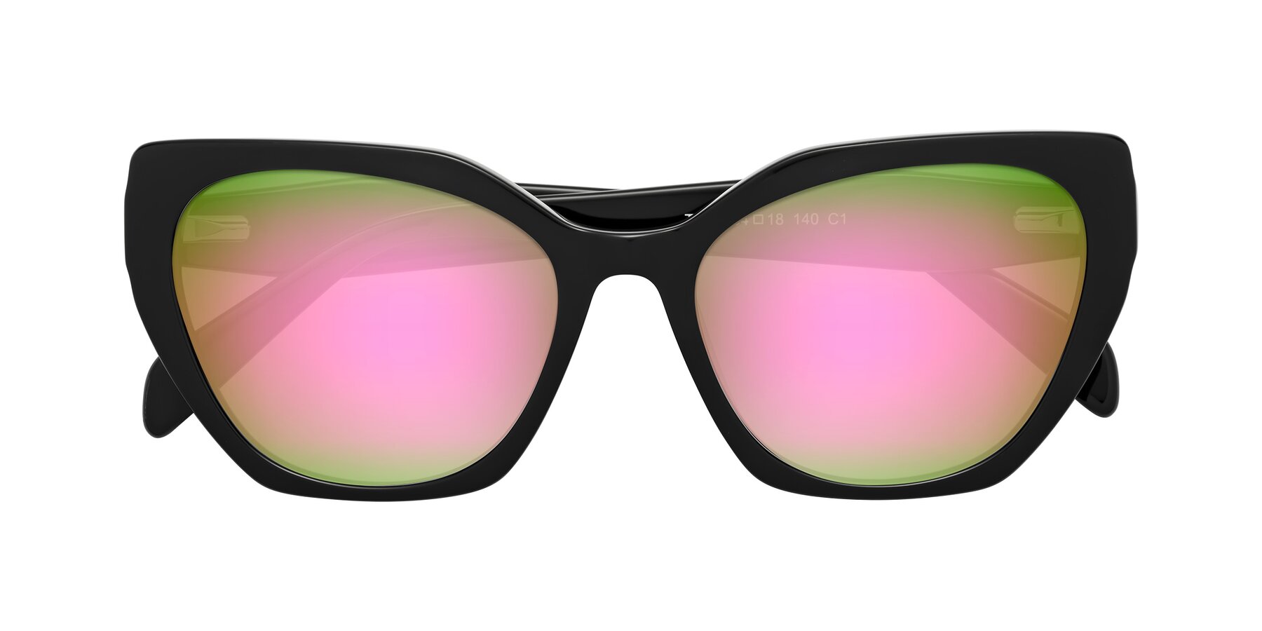 Folded Front of Tilton in Black with Pink Mirrored Lenses
