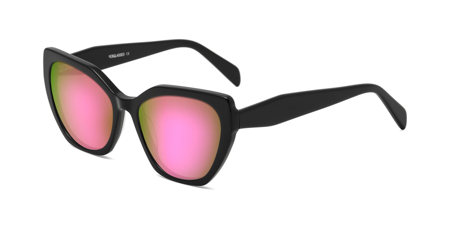 Angle of Tilton in Black with Pink Mirrored Lenses