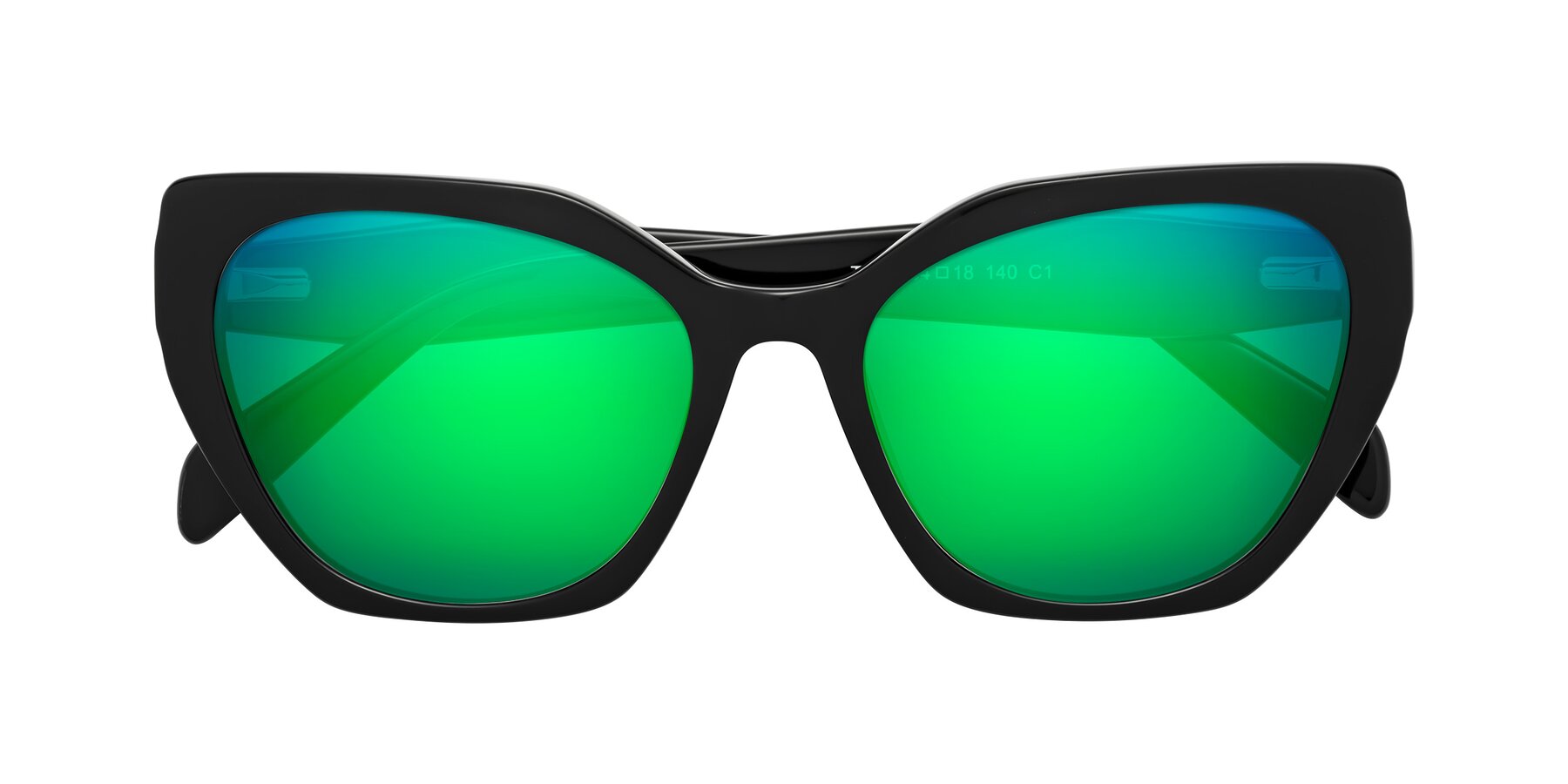 Folded Front of Tilton in Black with Green Mirrored Lenses