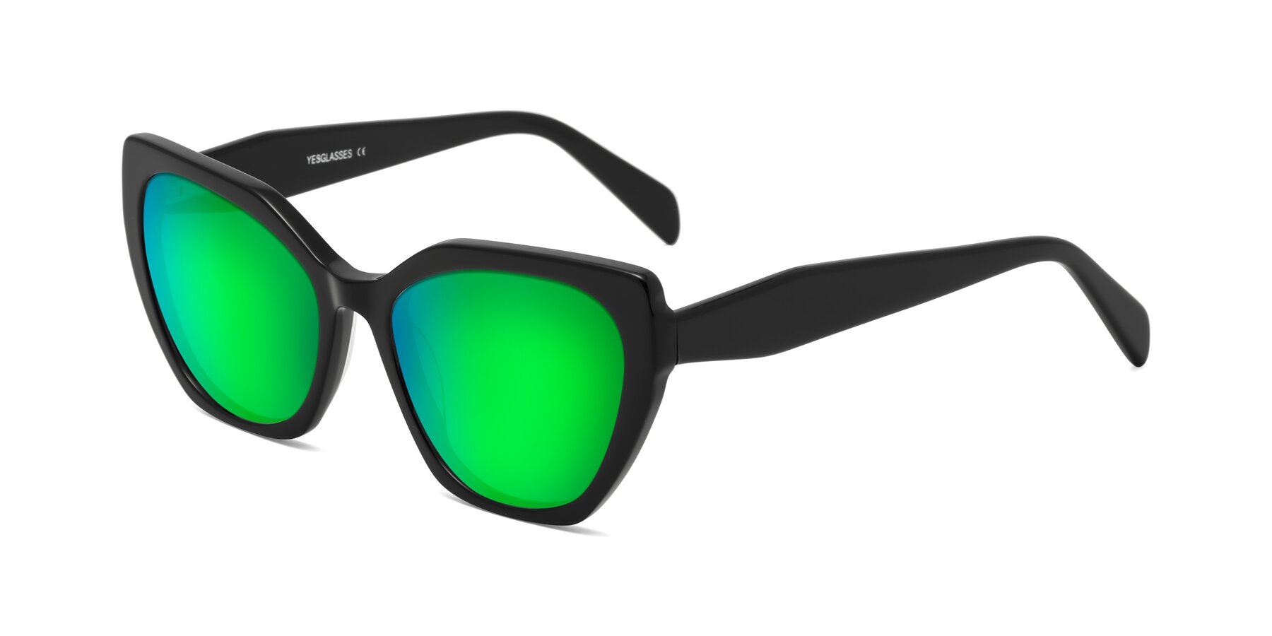 Angle of Tilton in Black with Green Mirrored Lenses