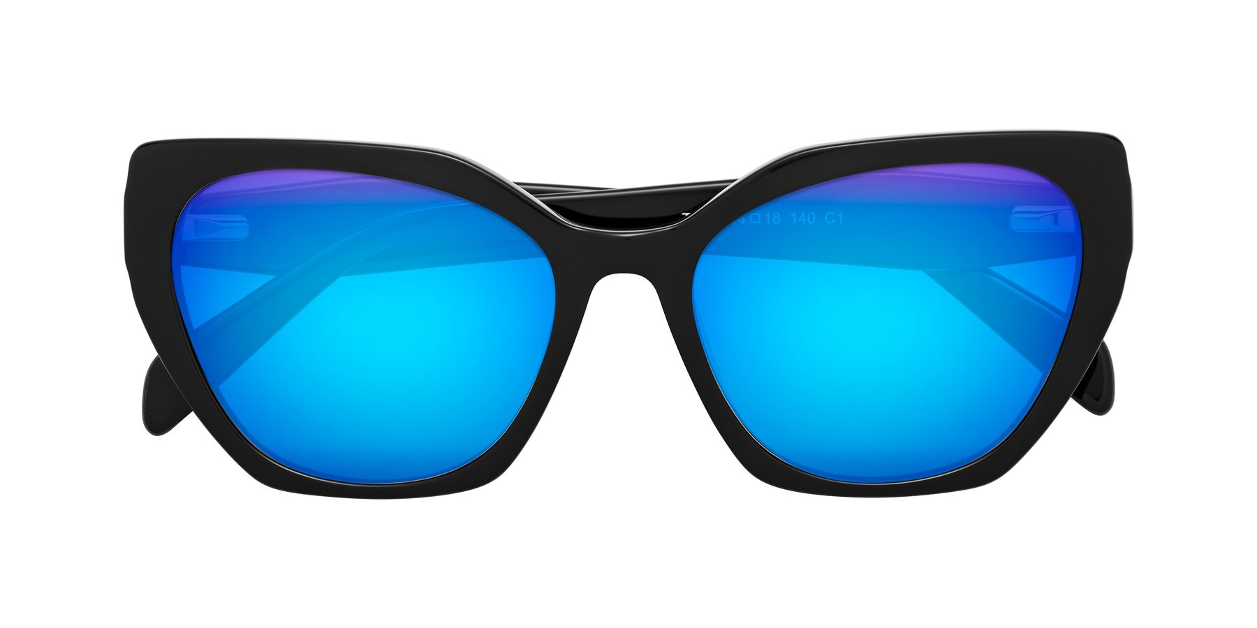 Folded Front of Tilton in Black with Blue Mirrored Lenses