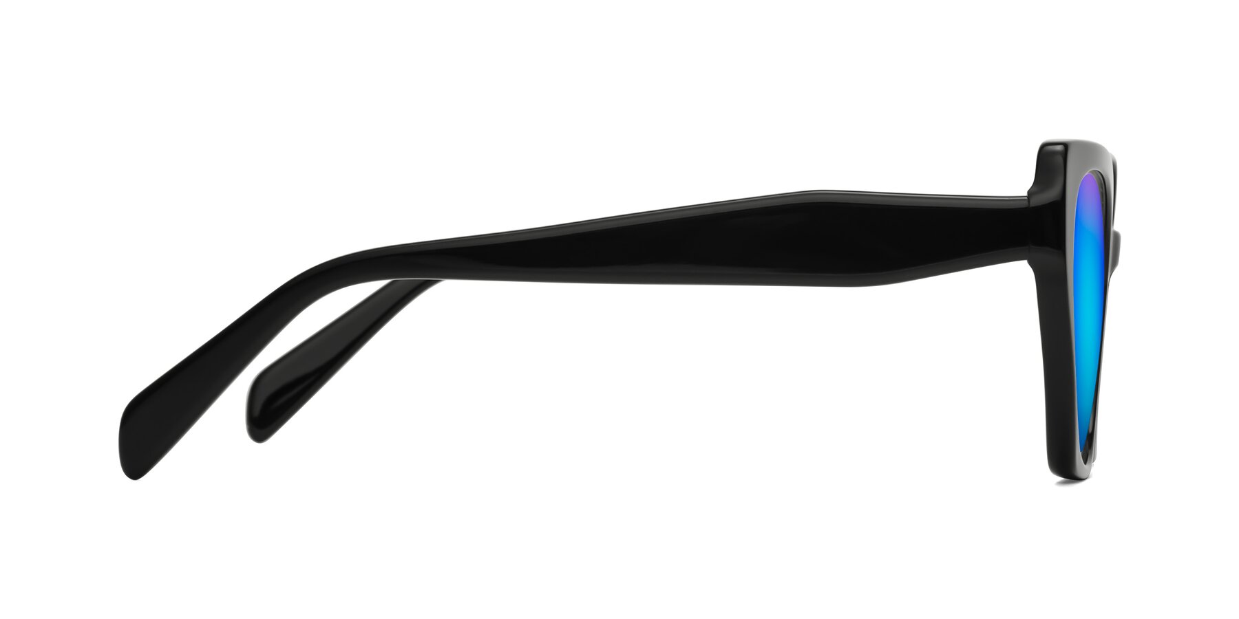 Side of Tilton in Black with Blue Mirrored Lenses