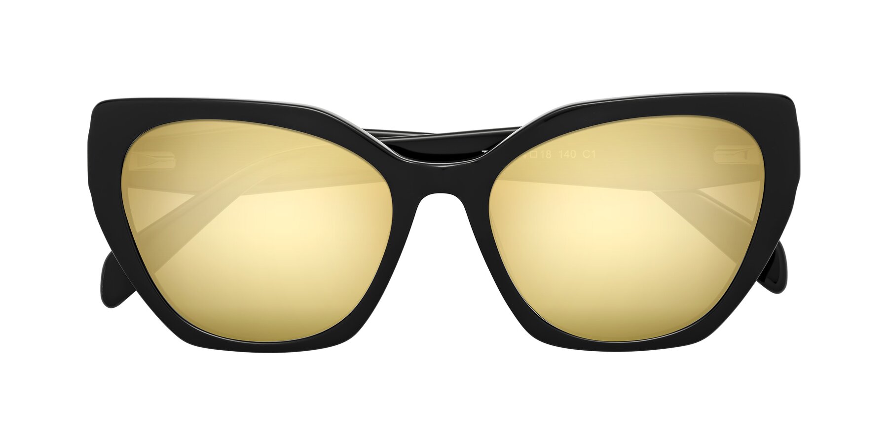 Folded Front of Tilton in Black with Gold Mirrored Lenses