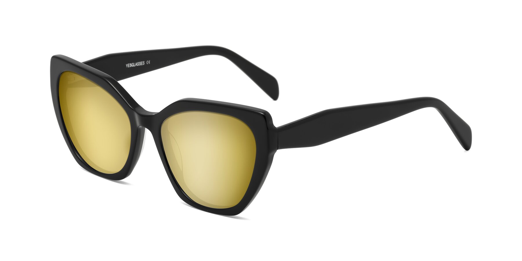 Angle of Tilton in Black with Gold Mirrored Lenses