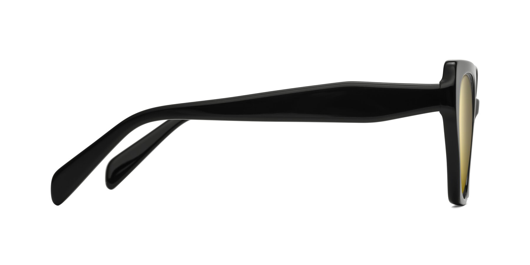 Side of Tilton in Black with Gold Mirrored Lenses