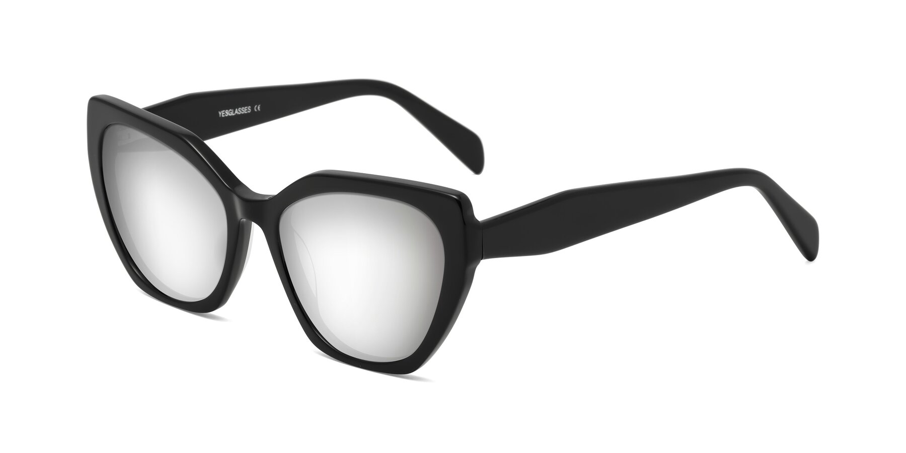 Angle of Tilton in Black with Silver Mirrored Lenses