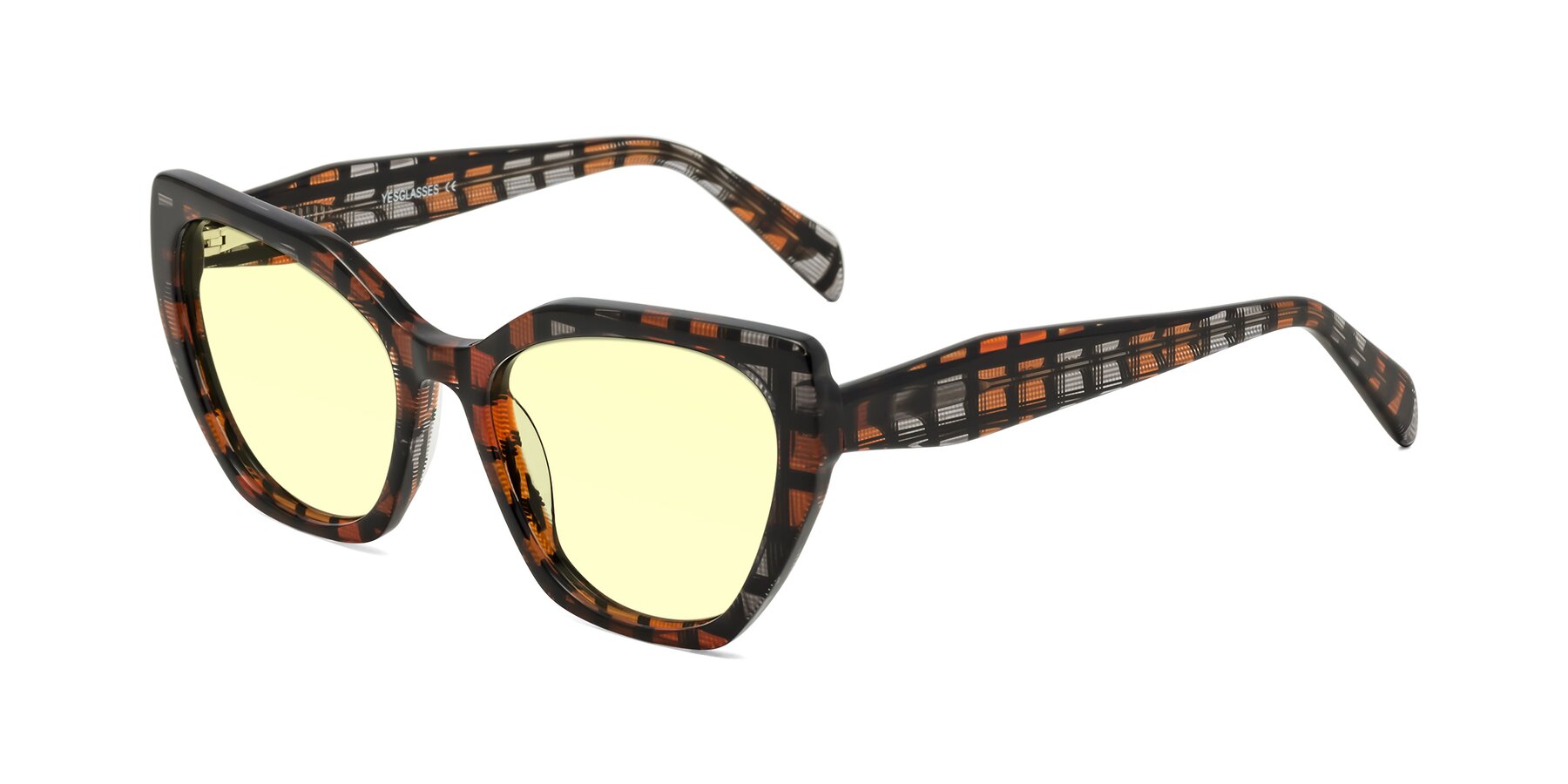 Angle of Tilton in Brown Grid with Light Yellow Tinted Lenses