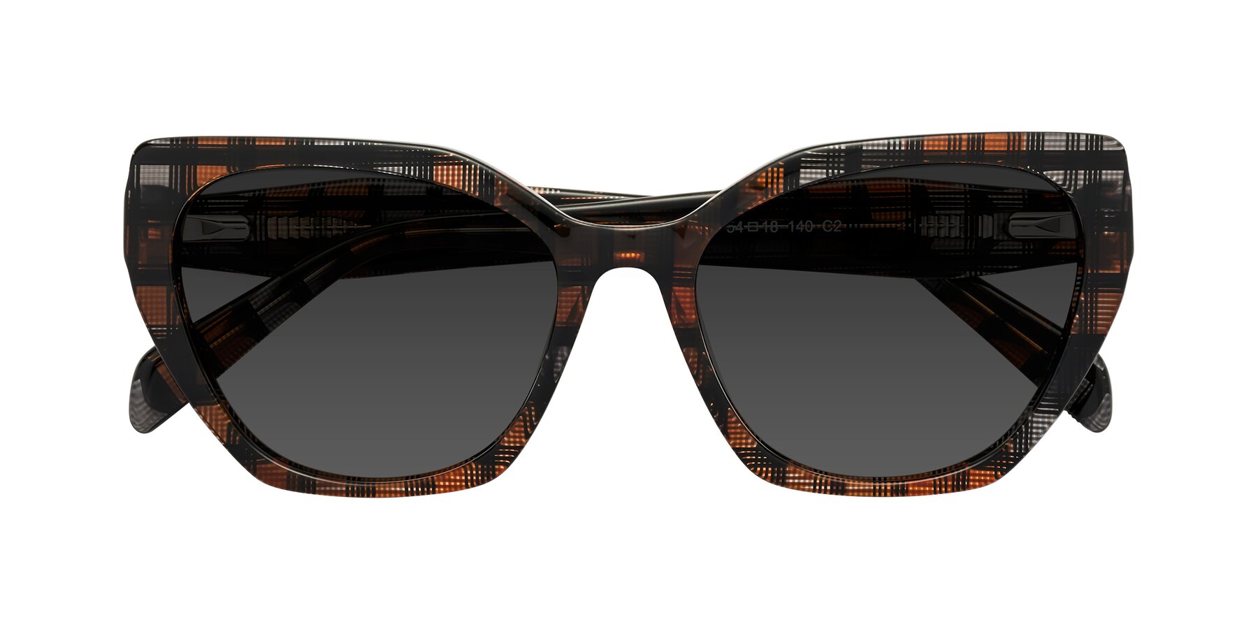Folded Front of Tilton in Brown Grid with Gray Tinted Lenses