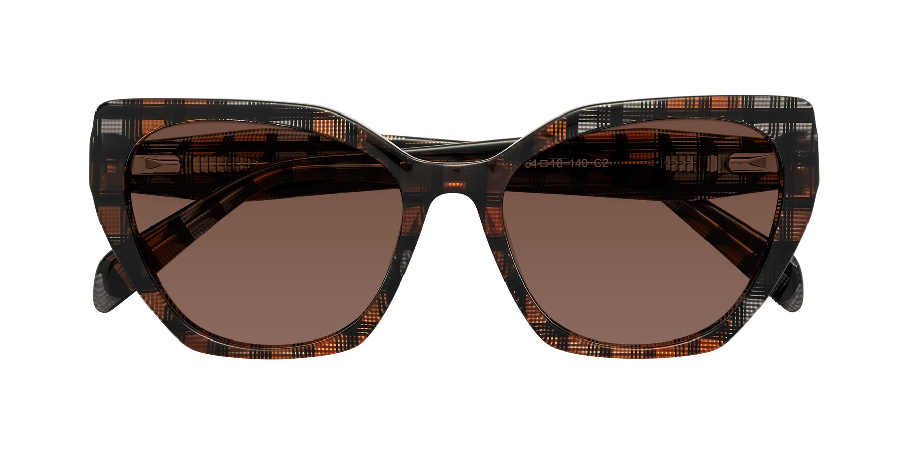 Folded Front of Tilton in Brown Grid with Brown Tinted Lenses