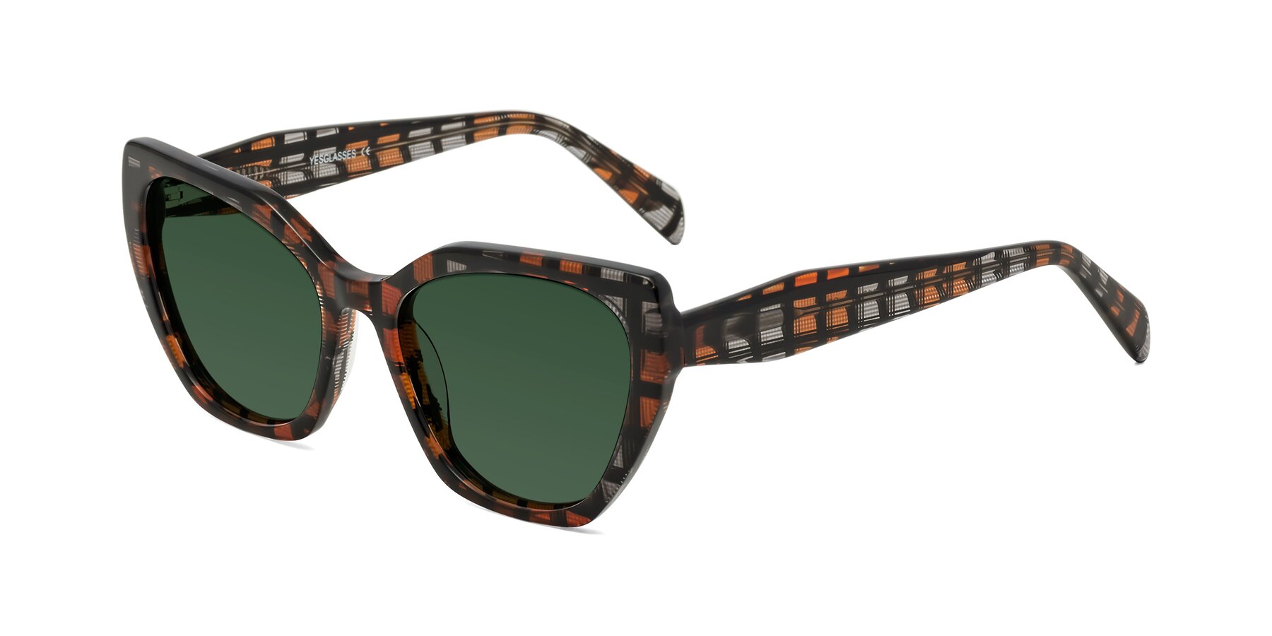 Angle of Tilton in Brown Grid with Green Tinted Lenses