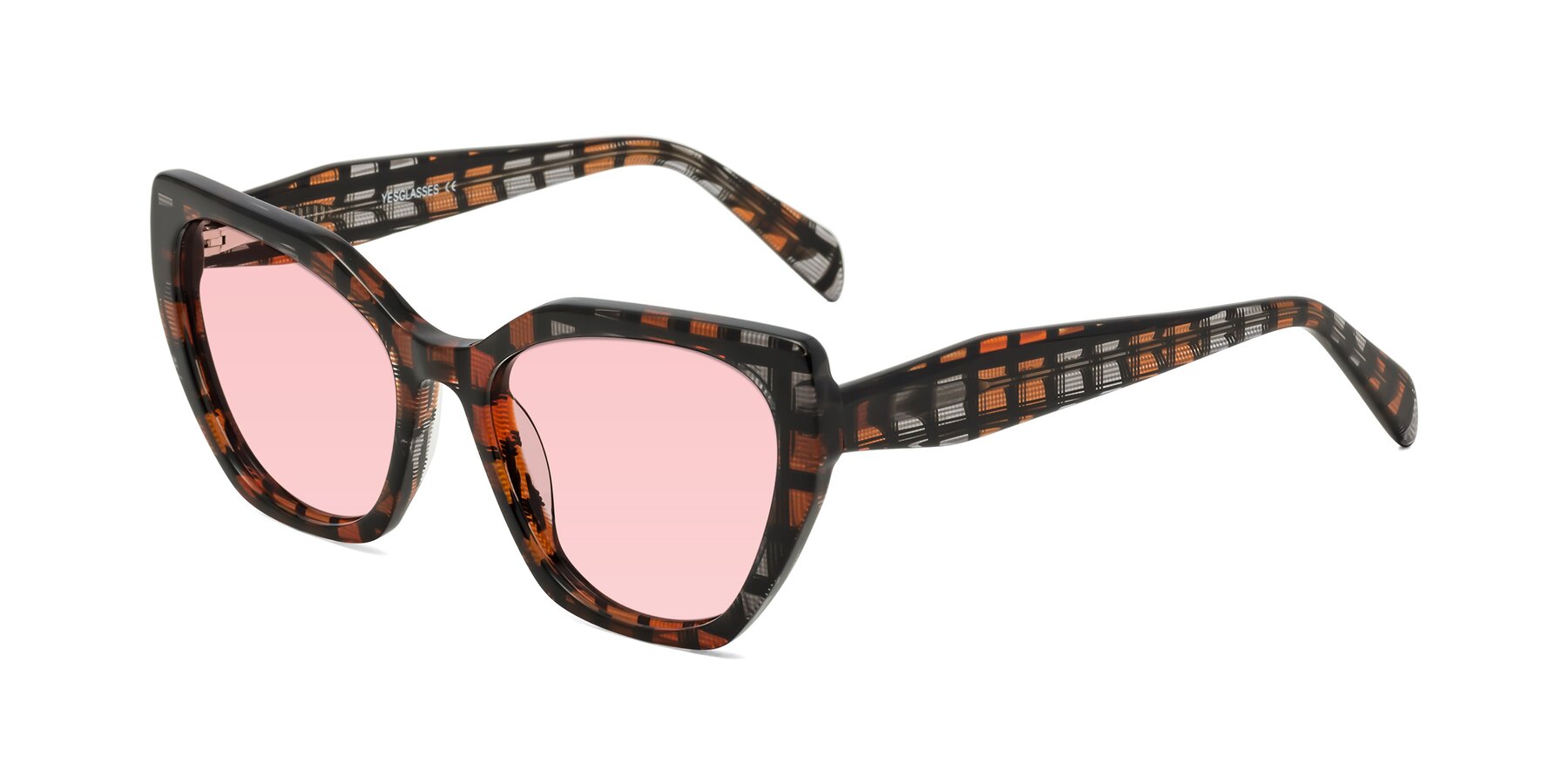 Angle of Tilton in Brown Grid with Light Garnet Tinted Lenses