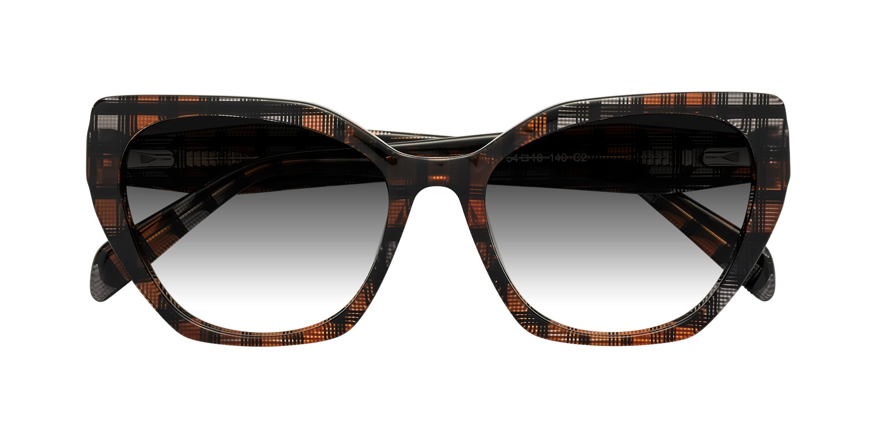 Folded Front of Tilton in Brown Grid with Gray Gradient Lenses