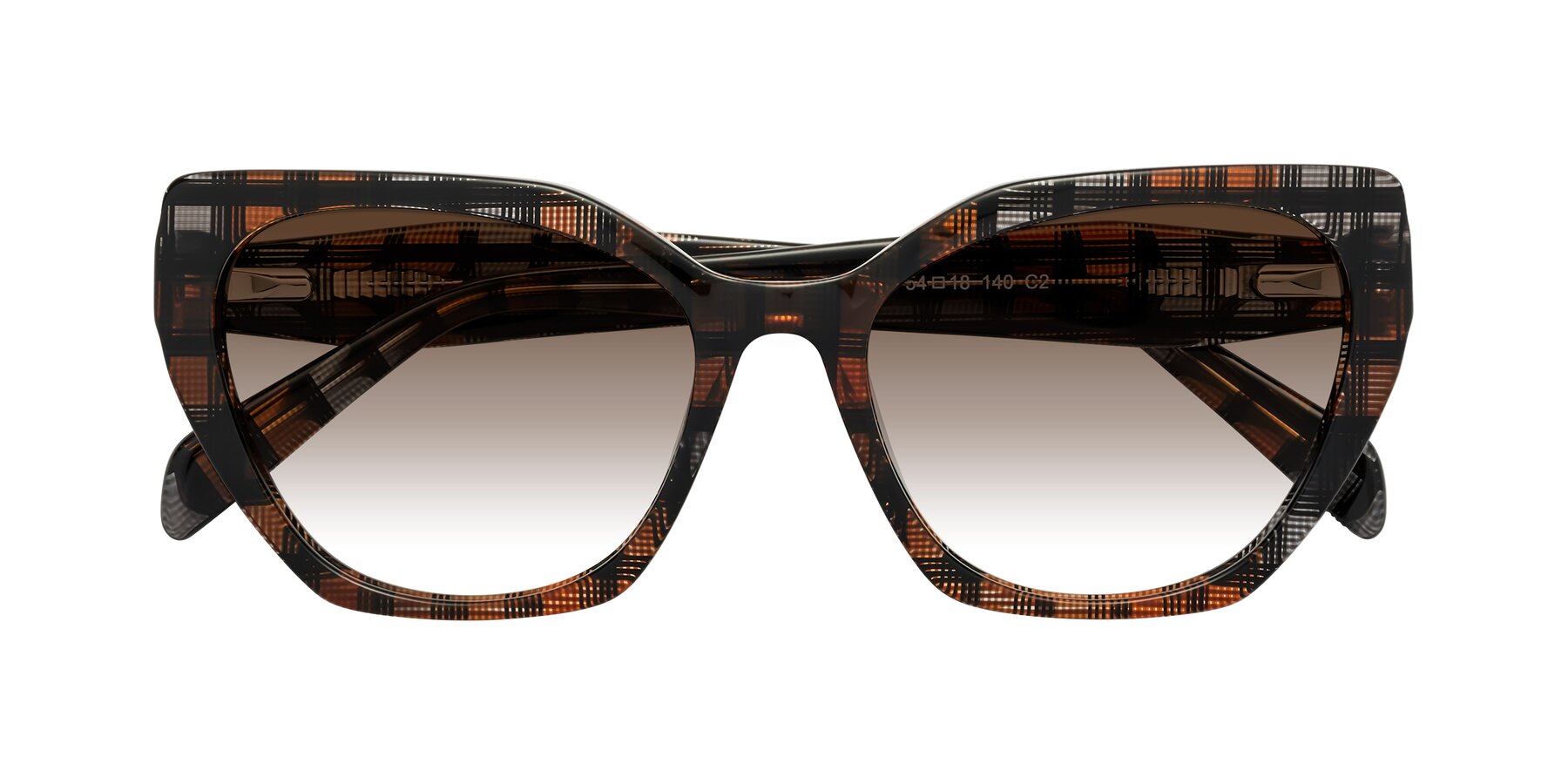 Folded Front of Tilton in Brown Grid with Brown Gradient Lenses