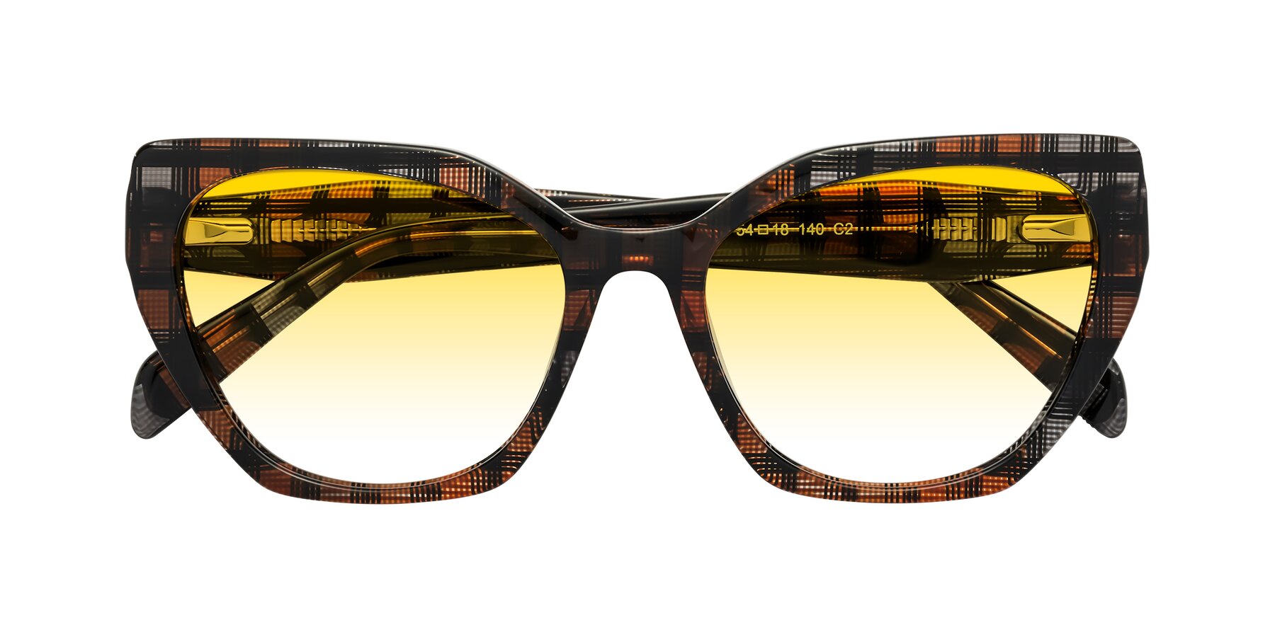 Folded Front of Tilton in Brown Grid with Yellow Gradient Lenses