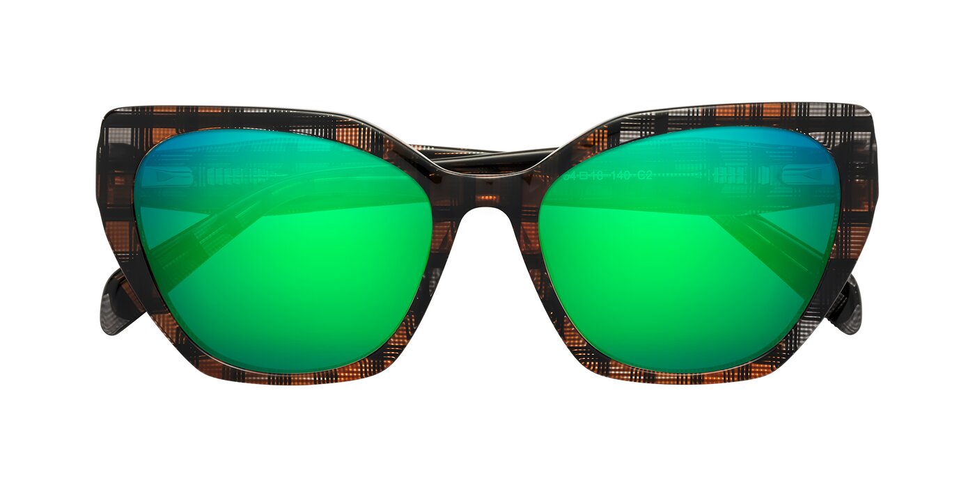 Tilton - Brown Grid Flash Mirrored Sunglasses
