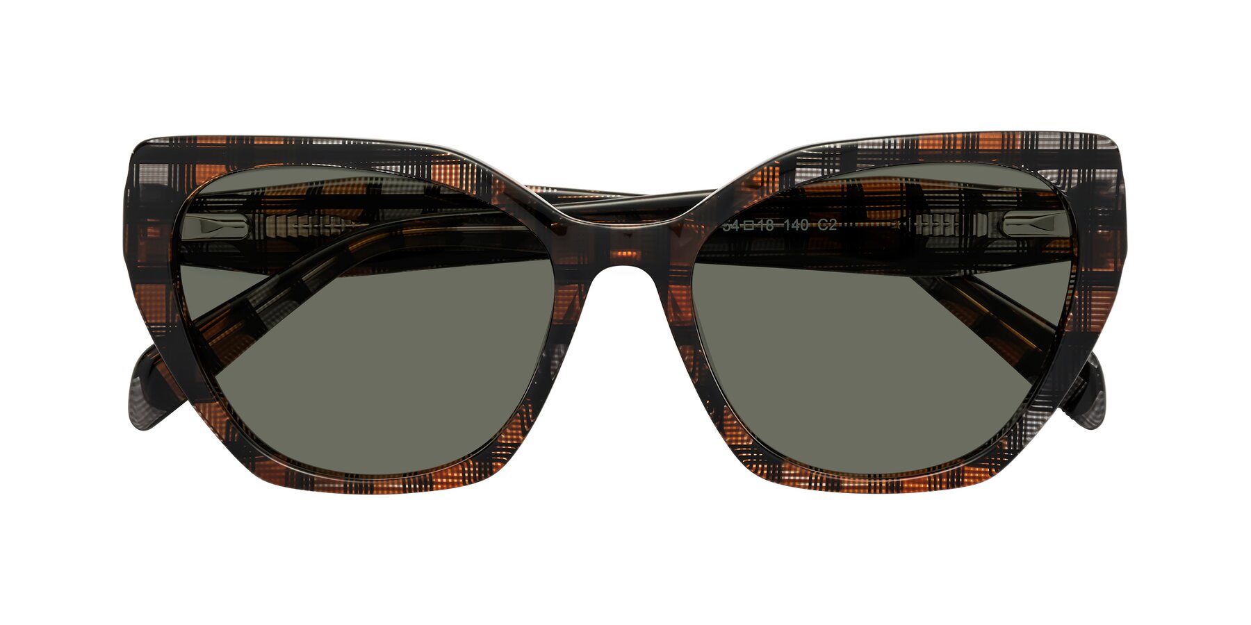 Folded Front of Tilton in Brown Grid with Gray Polarized Lenses